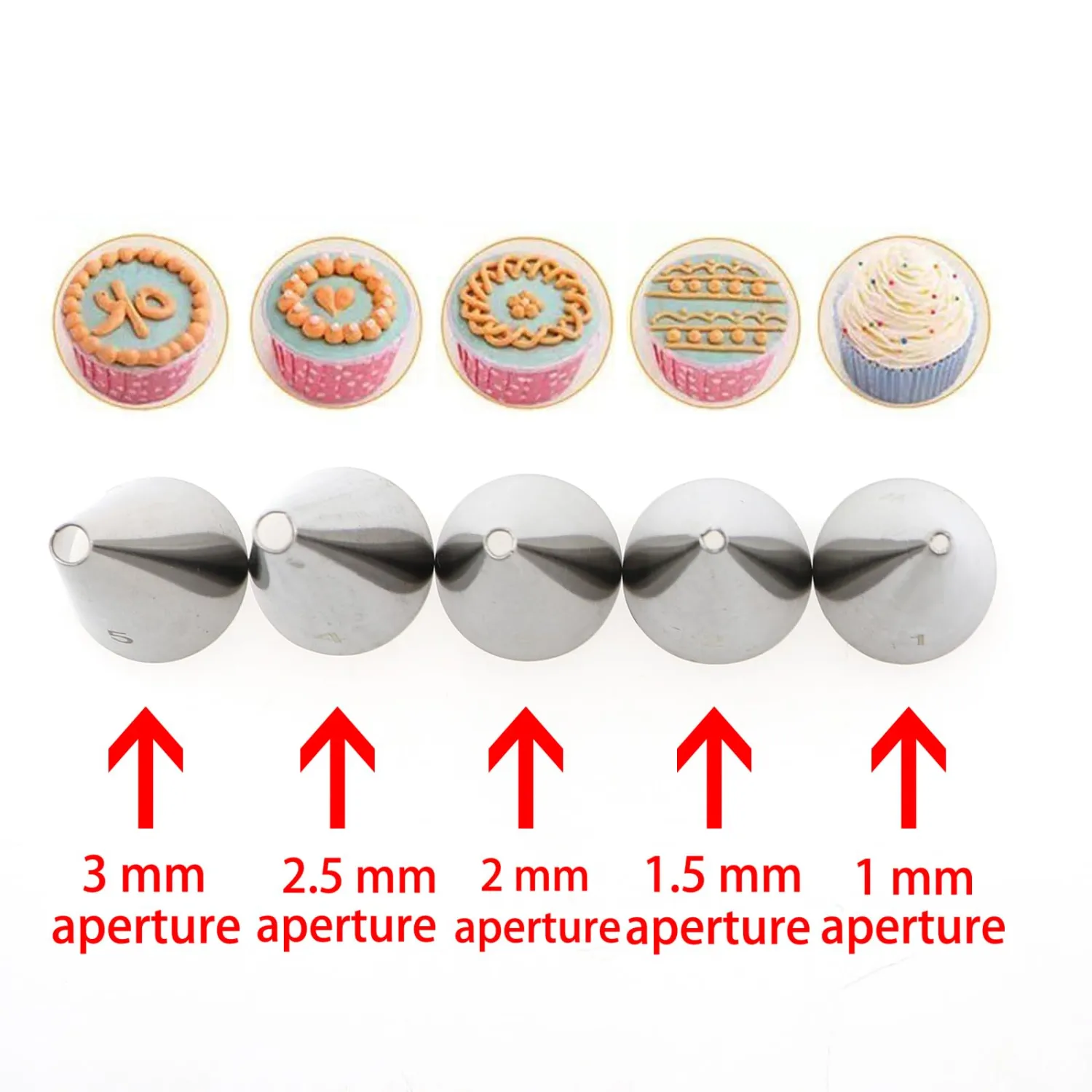 5PCS Round Mouth Fine Hole Laminating Nozzle Set - Stainless Steel Frosting Piping Nozzle - Cake Baking DIY Decorating Tools