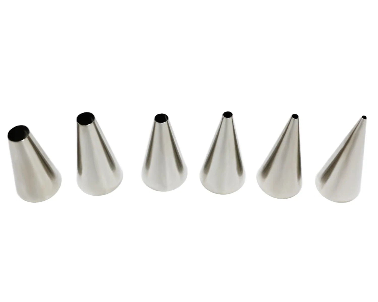 6pcs Round Piping Nozzles Set Stainless Steel Icing Piping Tips 6 Sizes Frosting Tips for Pastry, Dessert, Cake Decorating Supplies Baking Set Tools