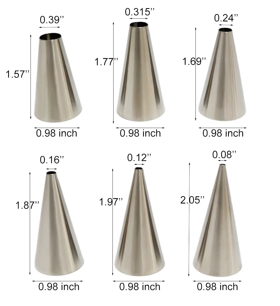 6pcs Round Piping Nozzles Set Stainless Steel Icing Piping Tips 6 Sizes Frosting Tips for Pastry, Dessert, Cake Decorating Supplies Baking Set Tools