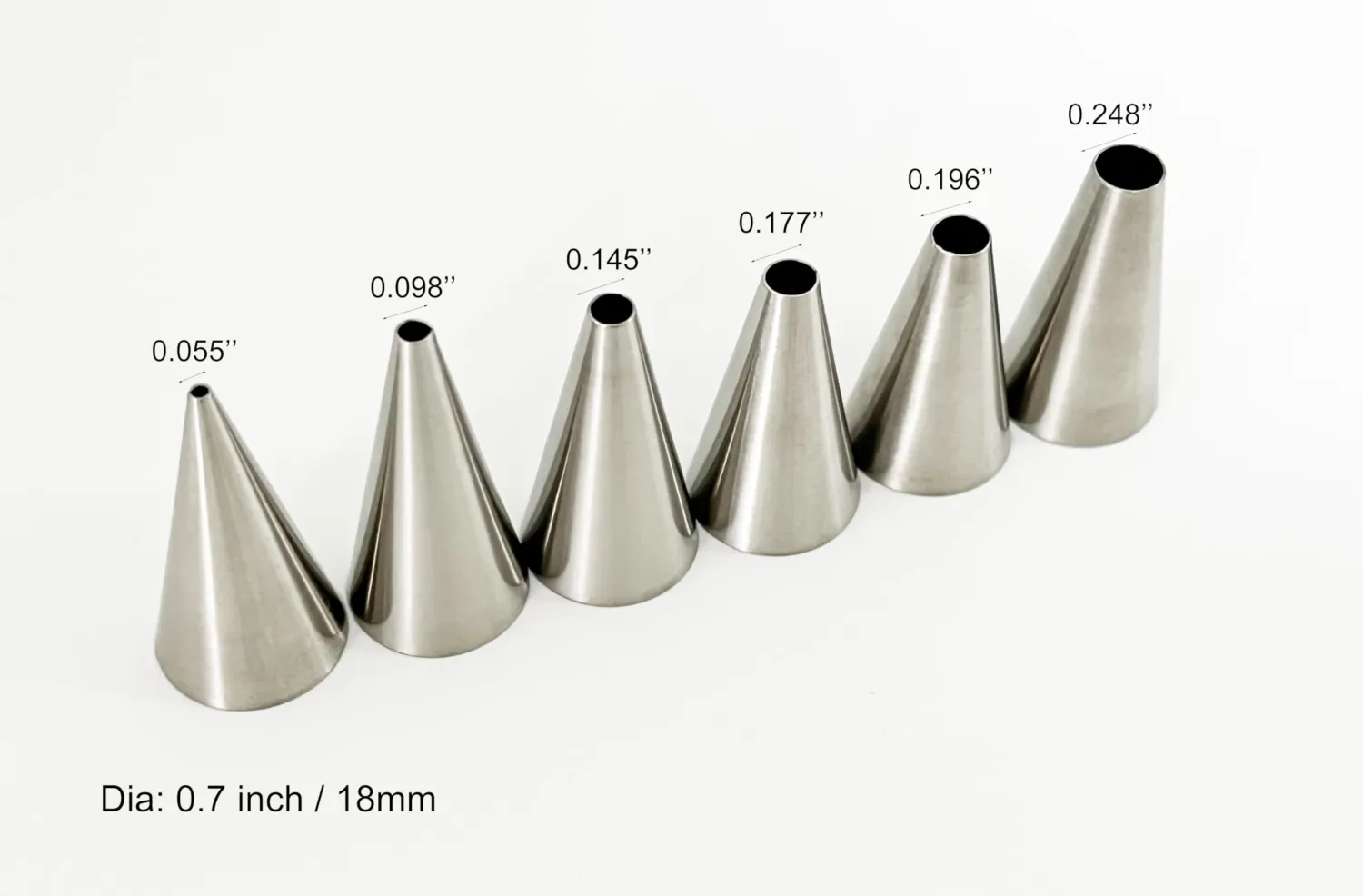 6pcs Round Icing Piping Tips, Standard Size Piping Nozzles Set, Stainless Steel Frosting Piping Kit, Cake Decorating Icing Tips Suitable for Standard Coupler