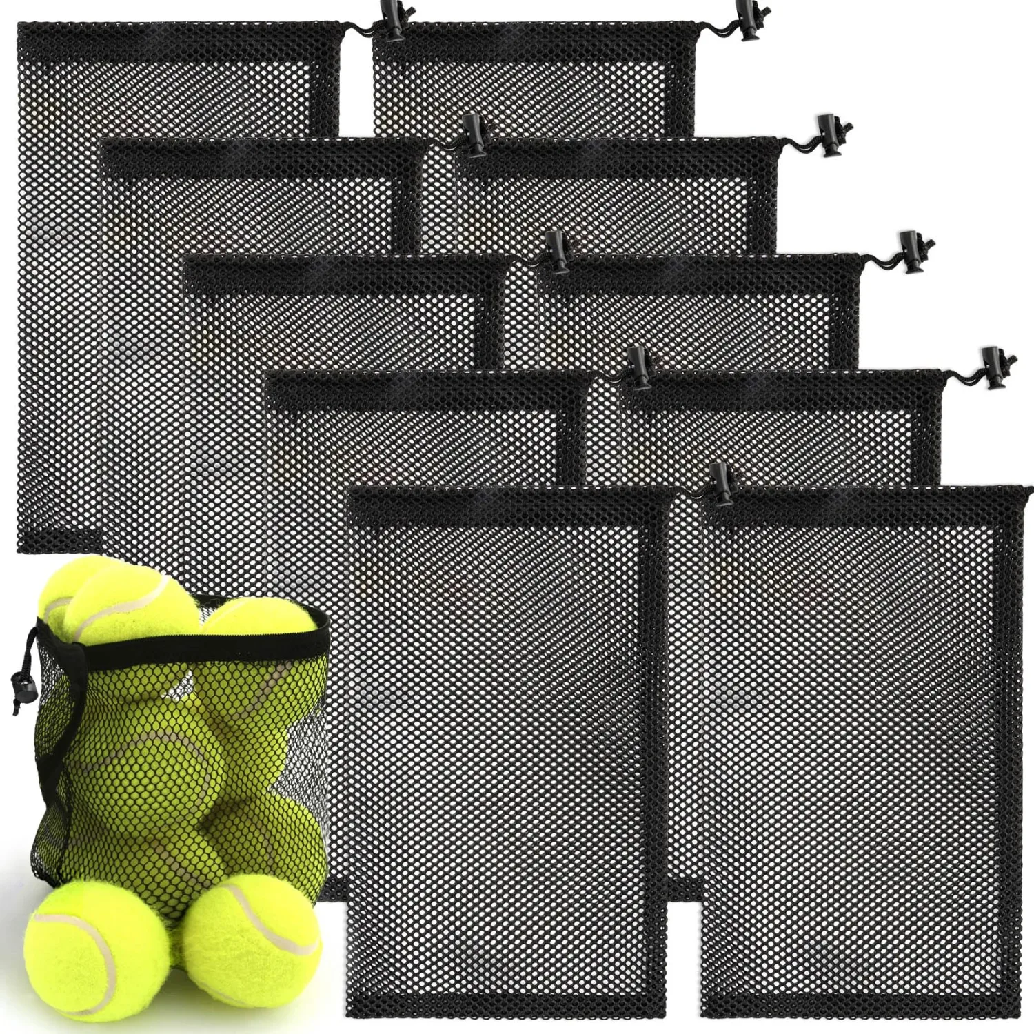 MAQIHAN 10PCS Mesh Drawstring Bags - Mesh Storage Nylon Bags Bulk | Net Bag Set for Tennis Balls, Golf Balls, Camping, Clothing, Swimming, Sports Gear, Tennis Ball, Golf Ball, Beach Storage