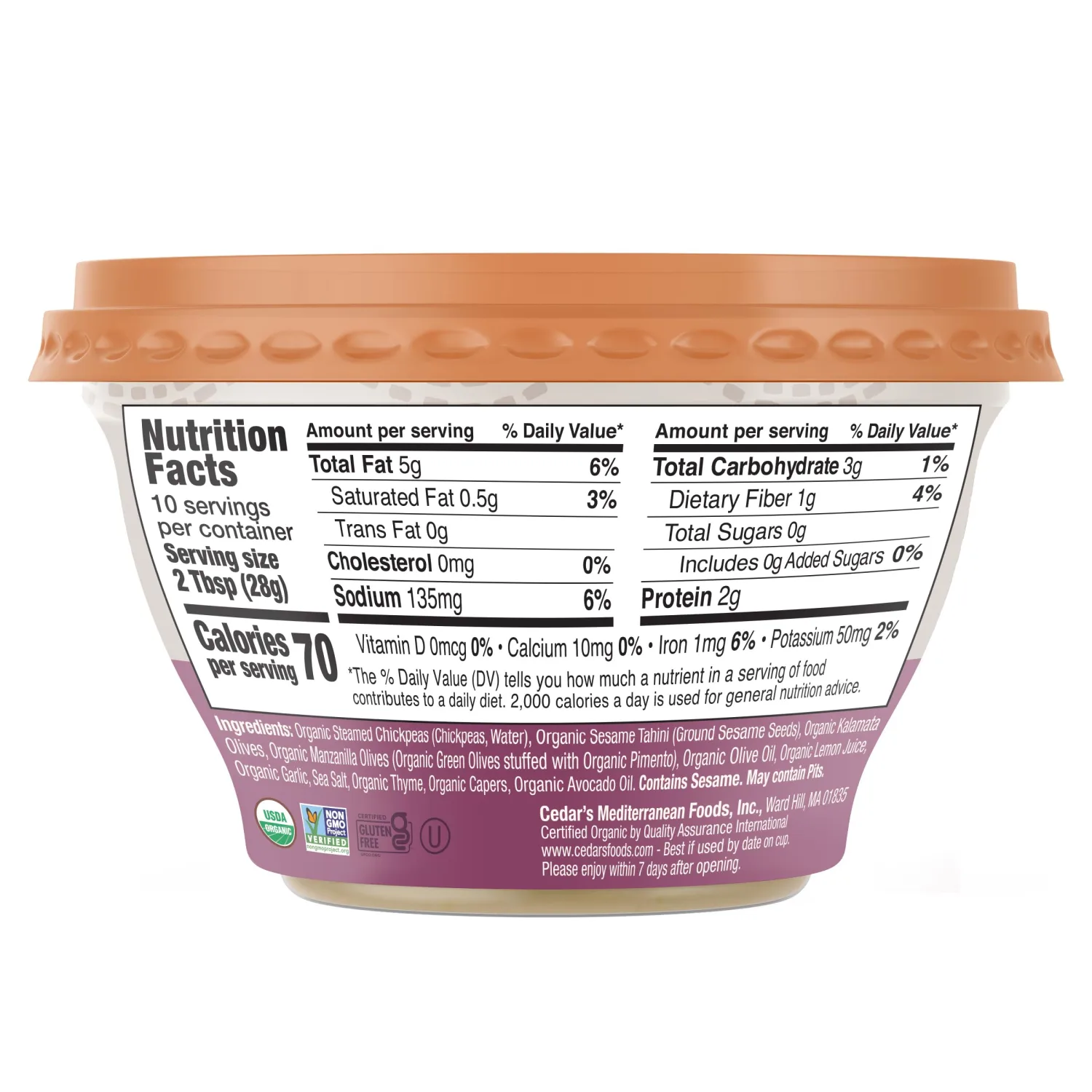 Cedar's Organic Reserve Olive Tapenade Hummus