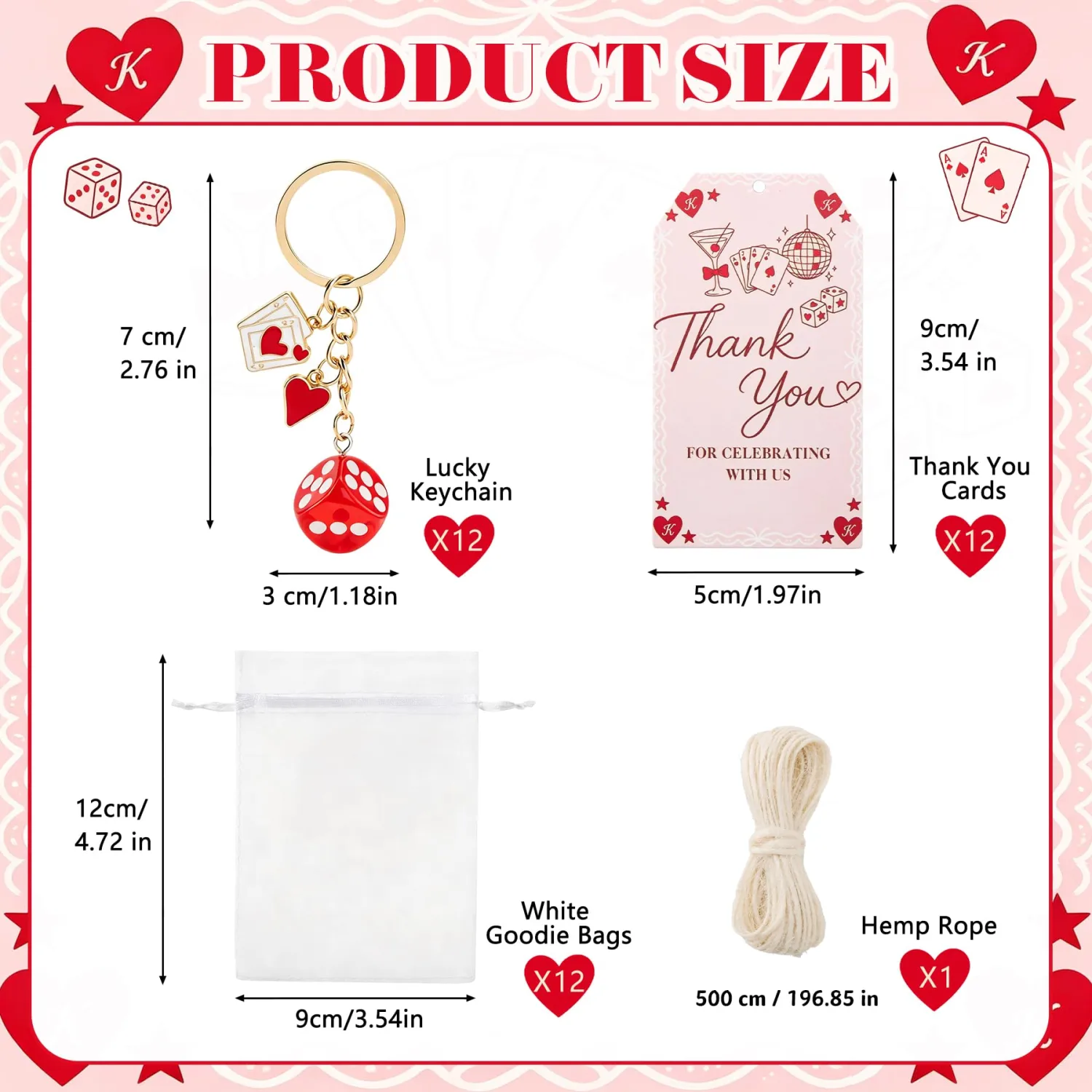37PCS Lucky in Love Bachelorette Decorations - Lucky in Love Party Favors | Heart Keychains, White Goodie Bag and Thank You Card, Wedding Engagement Bachelorette Party Decorations