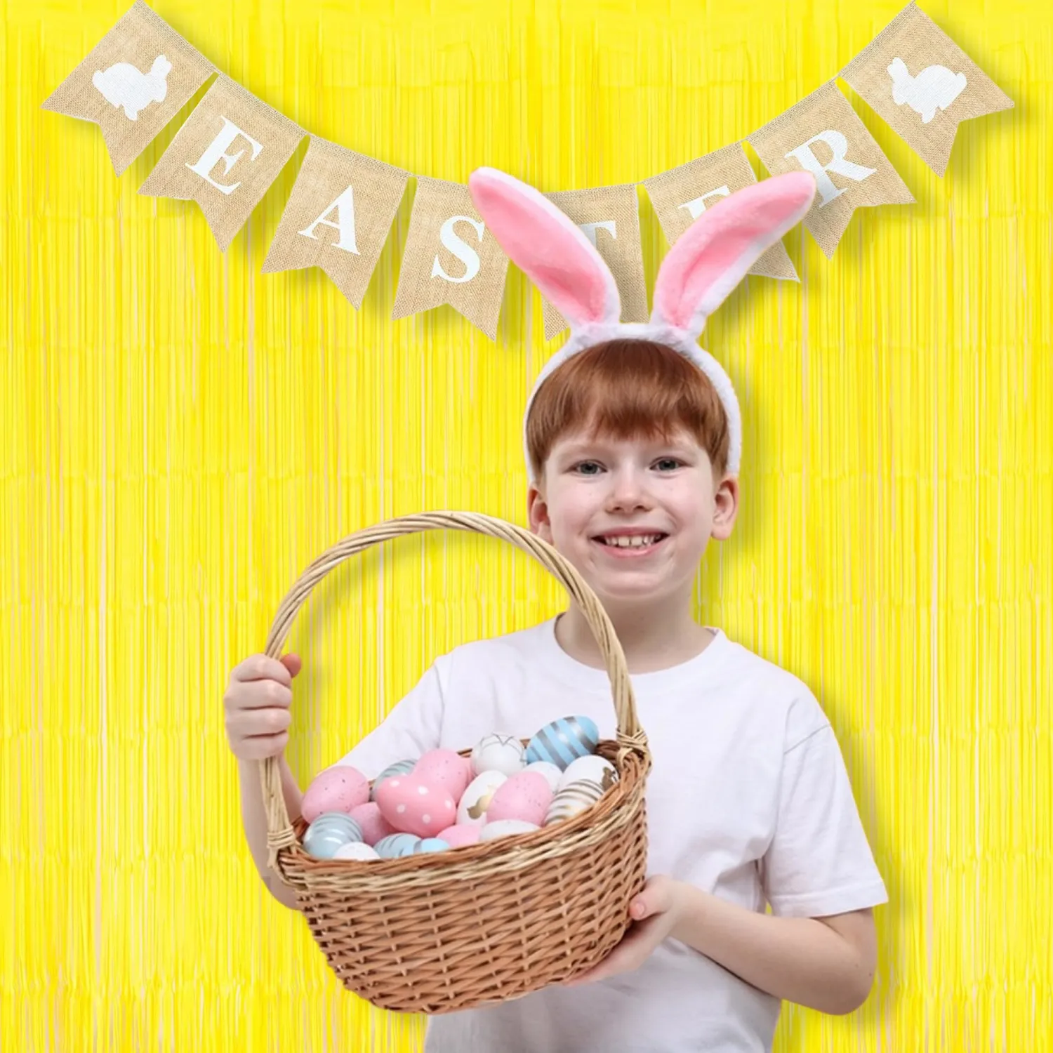 BRAVESHINE Fringe Curtain Backdrop | 2PCS | Pastel Yellow Party Decorations | 3.2x8.2ft Foil Curtains Streamers for Construction/Luau/Truck/Easter/Boy/Birthday/Lemon/Pineapples/Bee/Banana Decorations