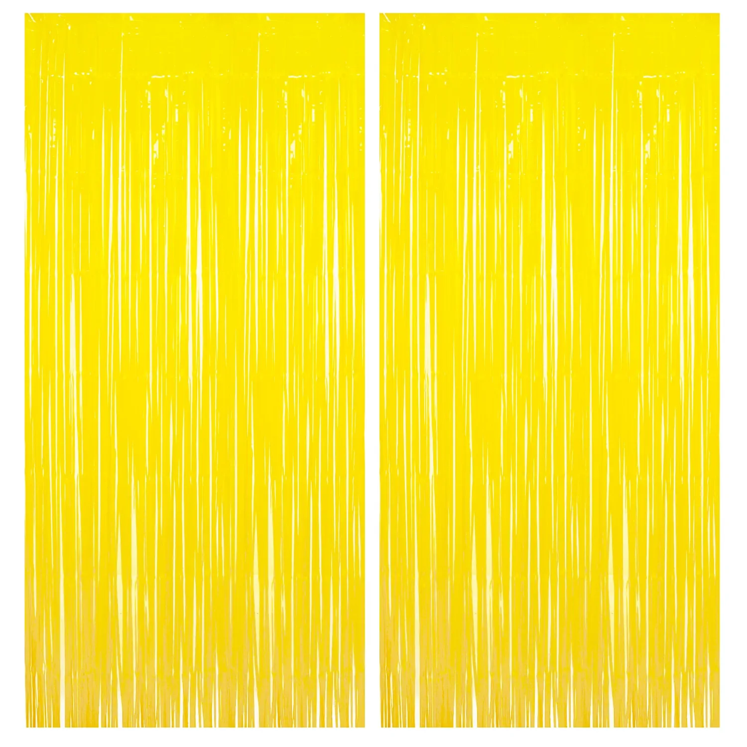 BRAVESHINE Fringe Curtain Backdrop | 2PCS | Pastel Yellow Party Decorations | 3.2x8.2ft Foil Curtains Streamers for Construction/Luau/Truck/Easter/Boy/Birthday/Lemon/Pineapples/Bee/Banana Decorations