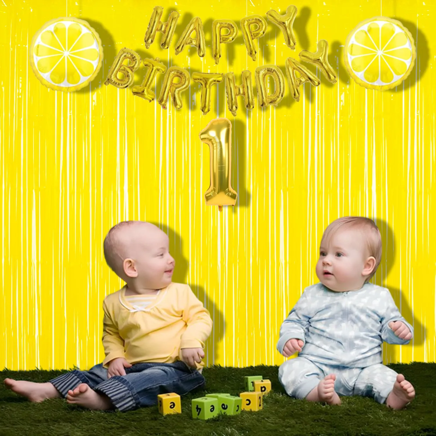 BRAVESHINE Fringe Curtain Backdrop | 2PCS | Pastel Yellow Party Decorations | 3.2x8.2ft Foil Curtains Streamers for Construction/Luau/Truck/Easter/Boy/Birthday/Lemon/Pineapples/Bee/Banana Decorations