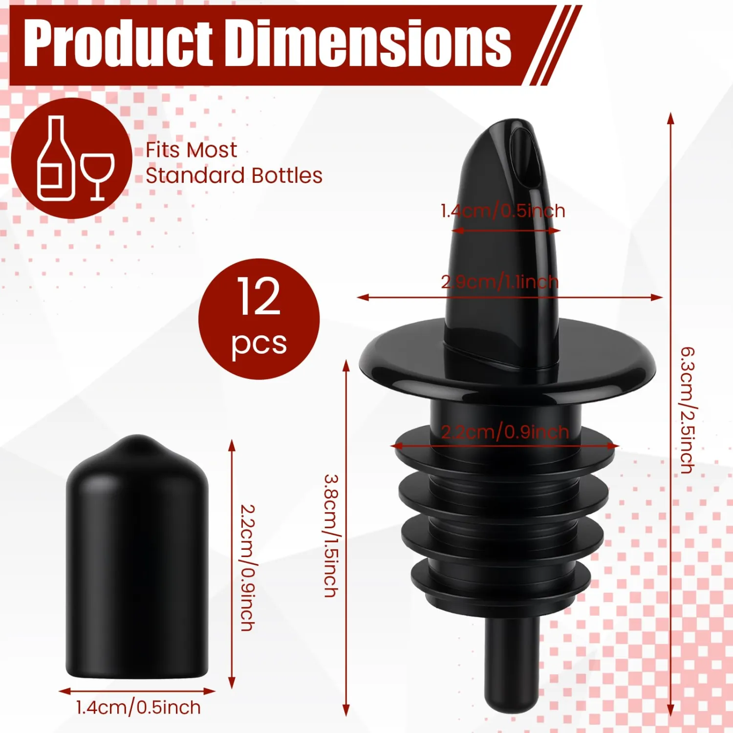 12PCS Precise Liquor Pour Spout, Multi-Purpose Bottle Pourer for Alcohol | Wrexon Precise Control Pourer with Dust Cap, Wine, Olive Oil, Syrup - Wine Aerator Pourer Dispenser For Bar & Kitchen