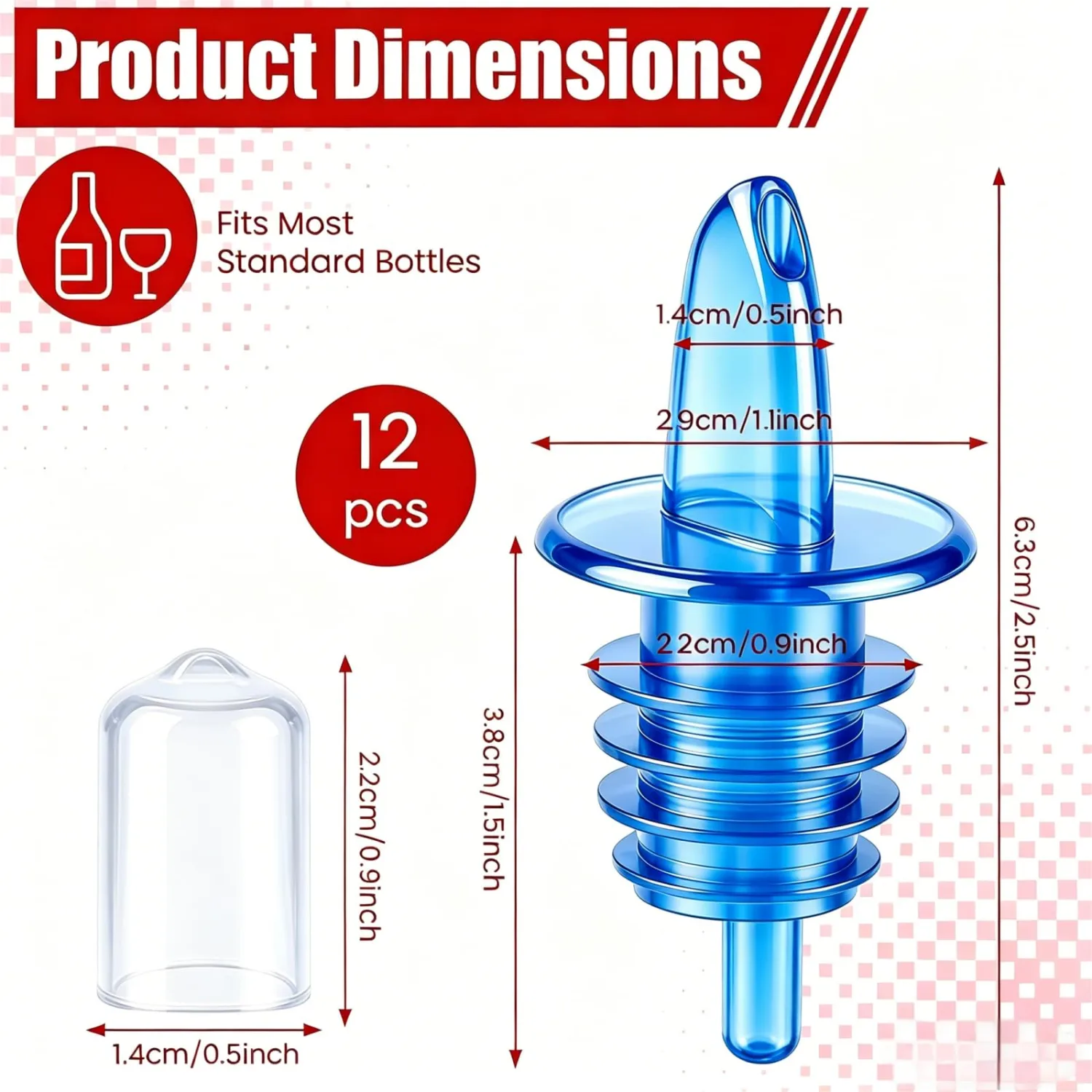 12PCS Precise Liquor Pour Spout, Multi-Purpose Bottle Pourer for Alcohol | 12 Blue Precise Control Pourer with Dust Cap, Wine, Olive Oil, Syrup - Wine Aerator Pourer Dispenser For Bar & Kitchen