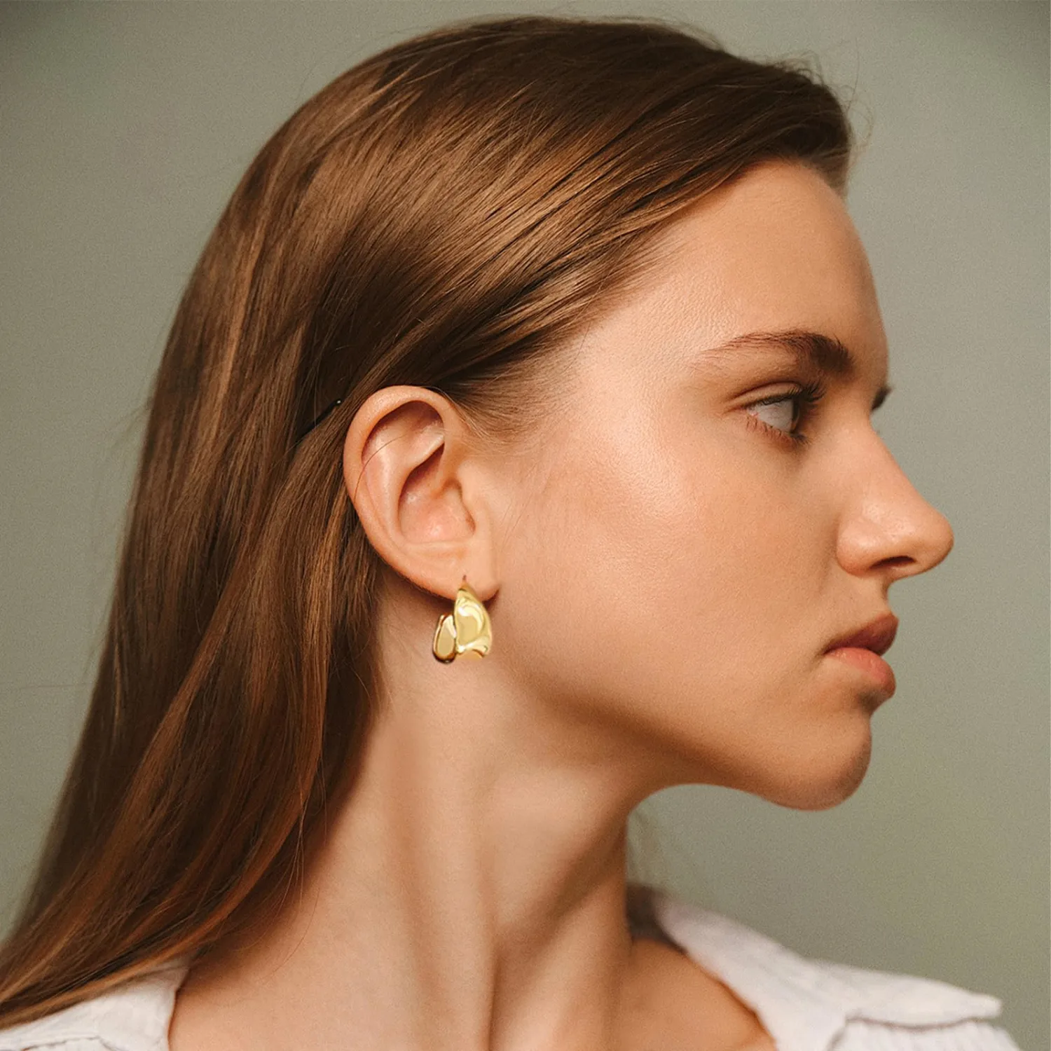 Chunky Gold Plated Earrings for Women Trendy Statement Earrings Wave Earrings