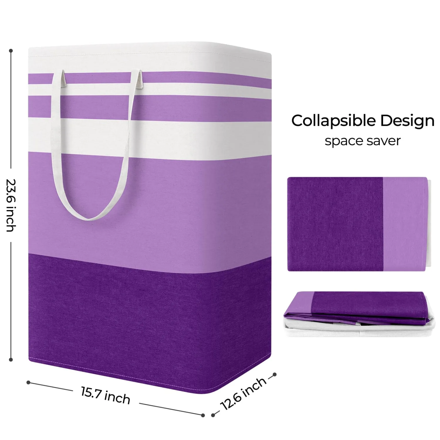 StorageRight Laundry Basket Hamper, 75L Collapsible Clothes Storage, Purple | Freestanding Clothes Hampers, Foldable design, with Easy Carry Handles, For Laundry, Bedroom, Dorm, Clothing, Towels, Toys
