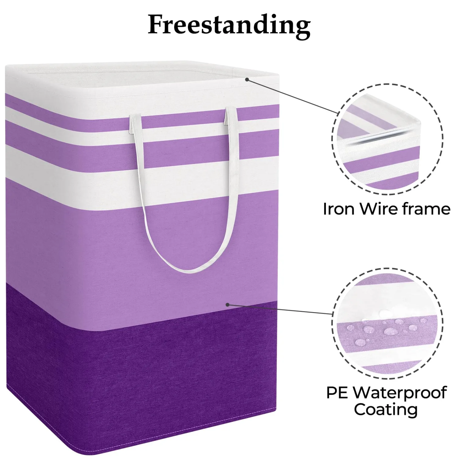 StorageRight Laundry Basket Hamper, 75L Collapsible Clothes Storage, Purple | Freestanding Clothes Hampers, Foldable design, with Easy Carry Handles, For Laundry, Bedroom, Dorm, Clothing, Towels, Toys