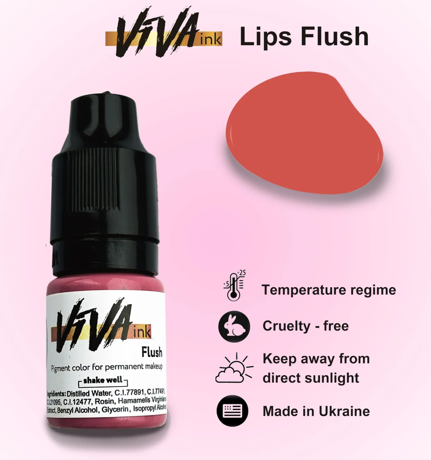 Lip Pigment – Flush – Permanent Lip Makeup – Microblading Ink for Durable and Colorful Lips – Long Lasting Color Lip Cosmetics (0.2 oz)