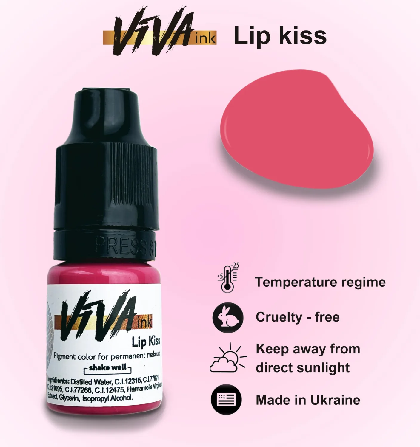 Lip Pigment – Lip Kiss – Permanent Lip Makeup – Microblading Ink for Durable and Colorful Lips – Long Lasting Color Lip Cosmetics (0.2 oz)