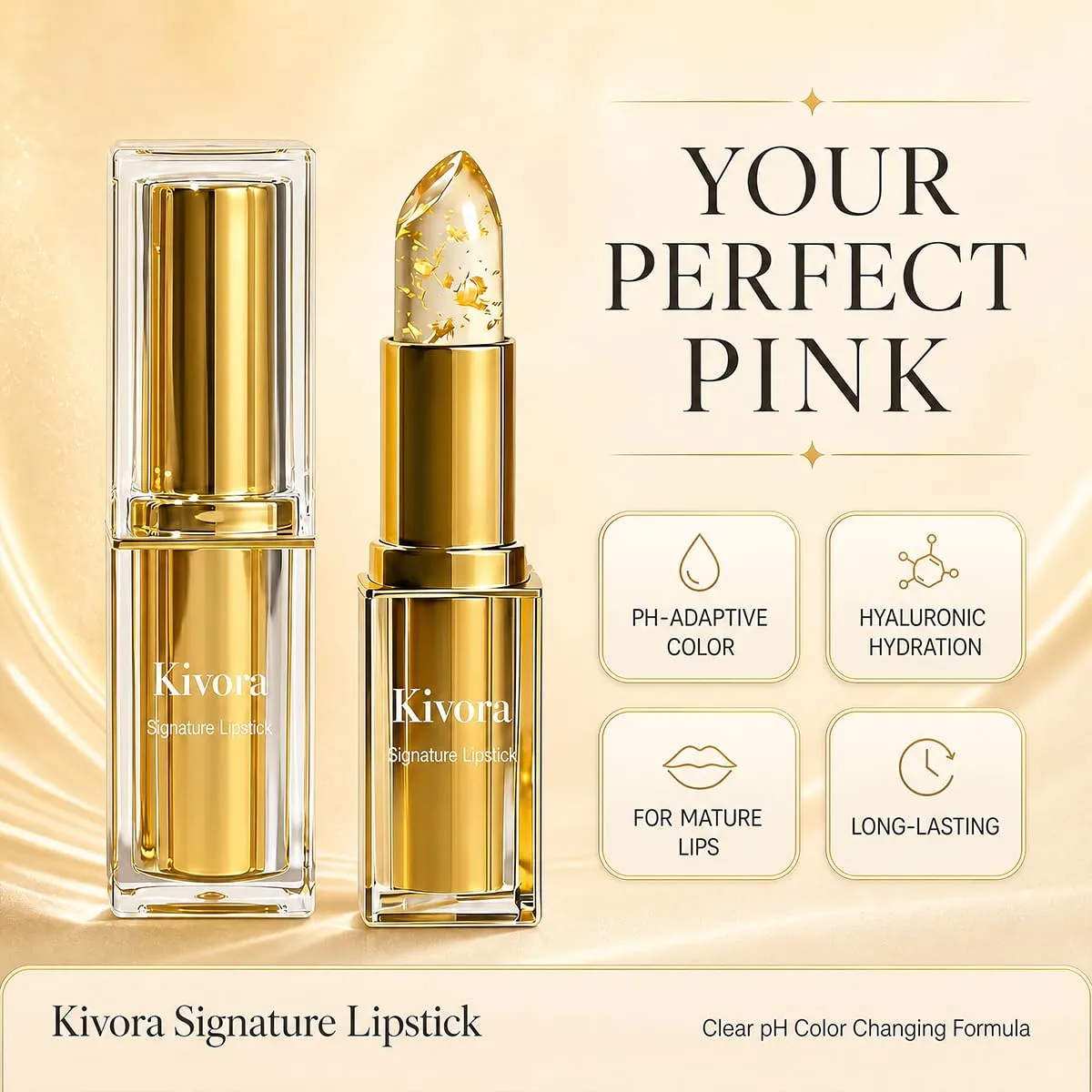 Kivora Lipstick, Kivora Skin-Adaptive Lipstick | 2-Pack, PH Lipsticks Color Changing, Long Lasting Moisturizing Tinted Lip Balm, Lipsticks for Older Women