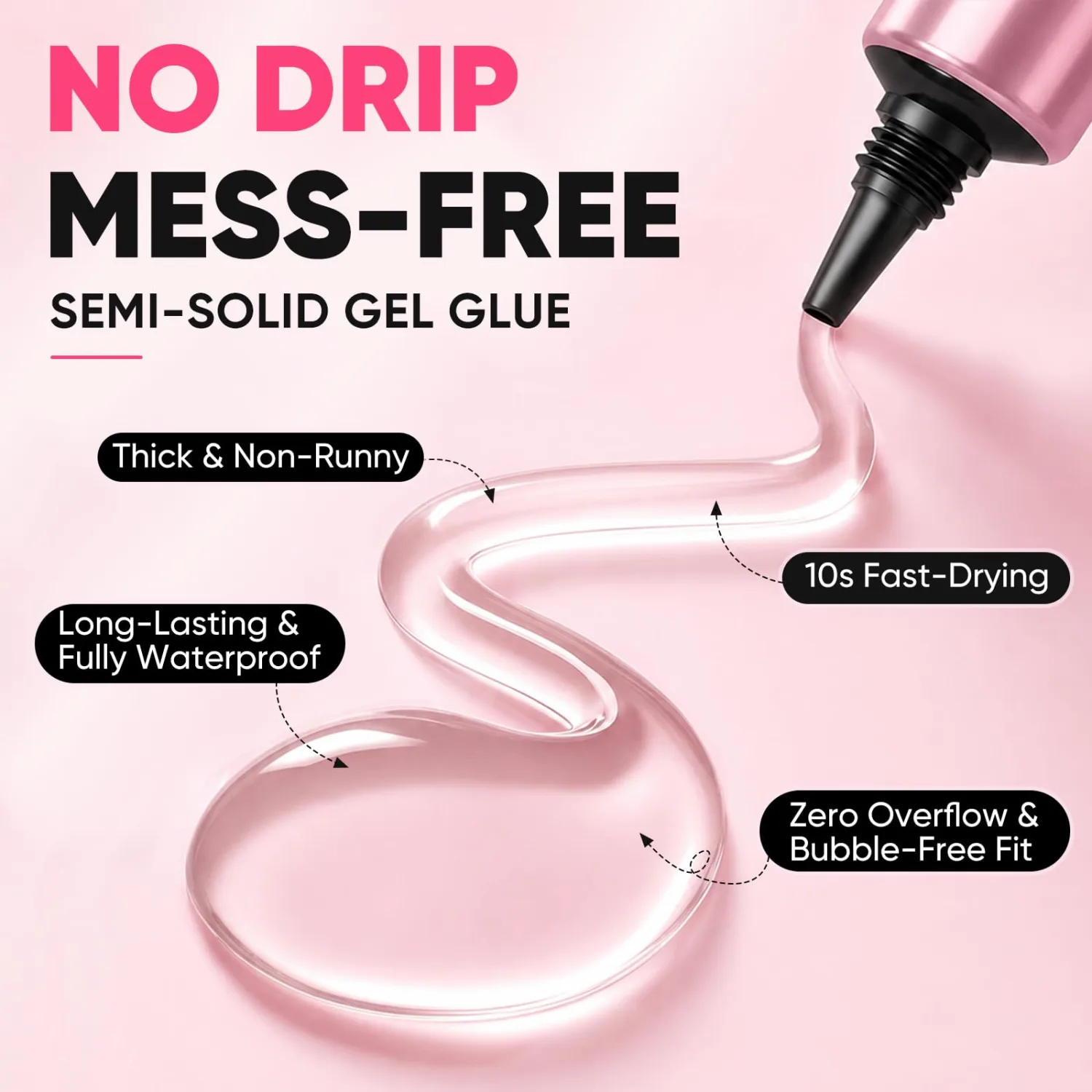 Nail Glue for Press On Nails- Semi Solid, No UV Lamp 5gx5pack