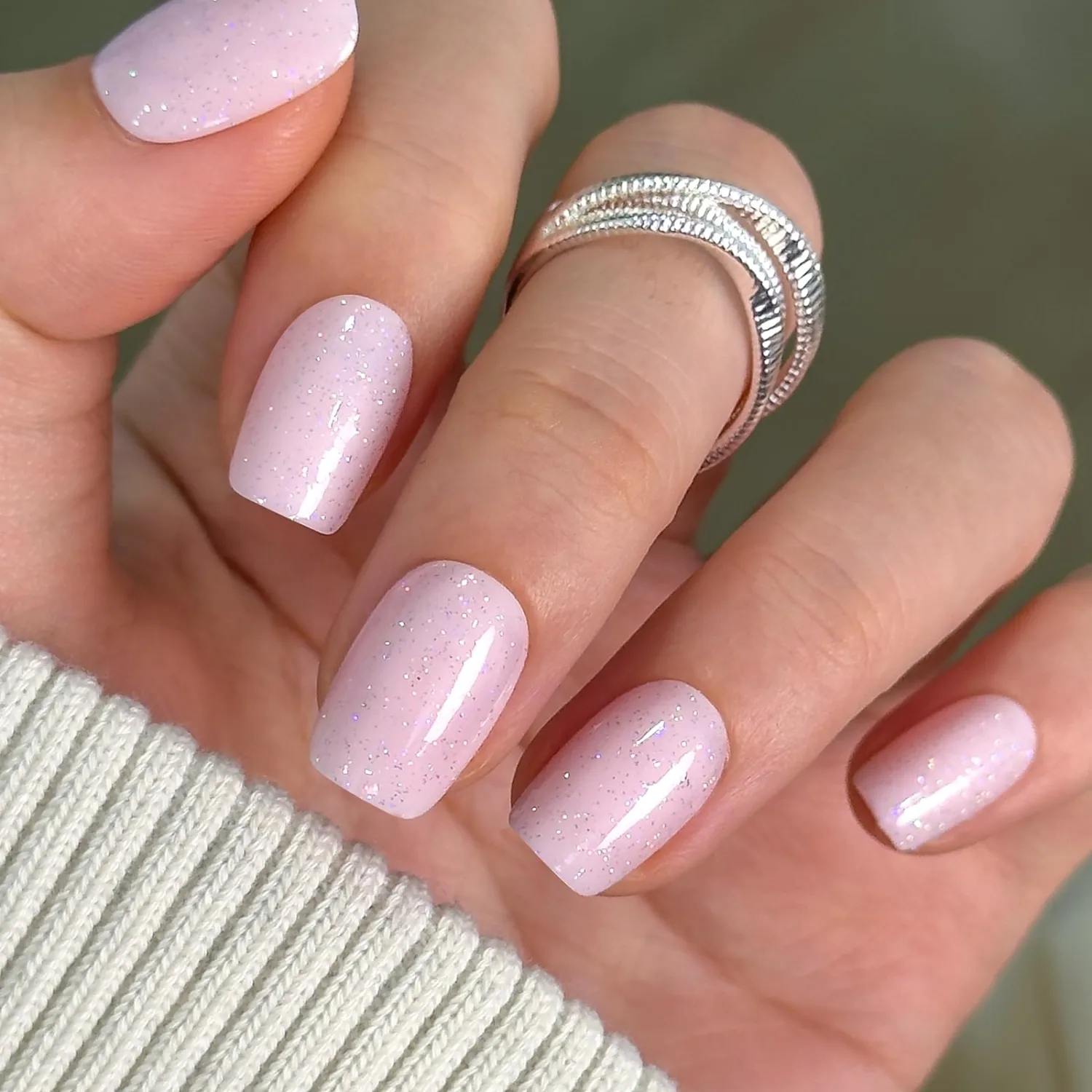 CurvLife Short Square Press On Nails, Fairy Veil Nude Pink, Soft Gel | 32PCS 16 Sizes, Salon-Quality Soft Gel Fake Nails, Curved Fit, 7-14 Day Glue-On Wear, Reusable Stick-On Nails, Press-On Kit