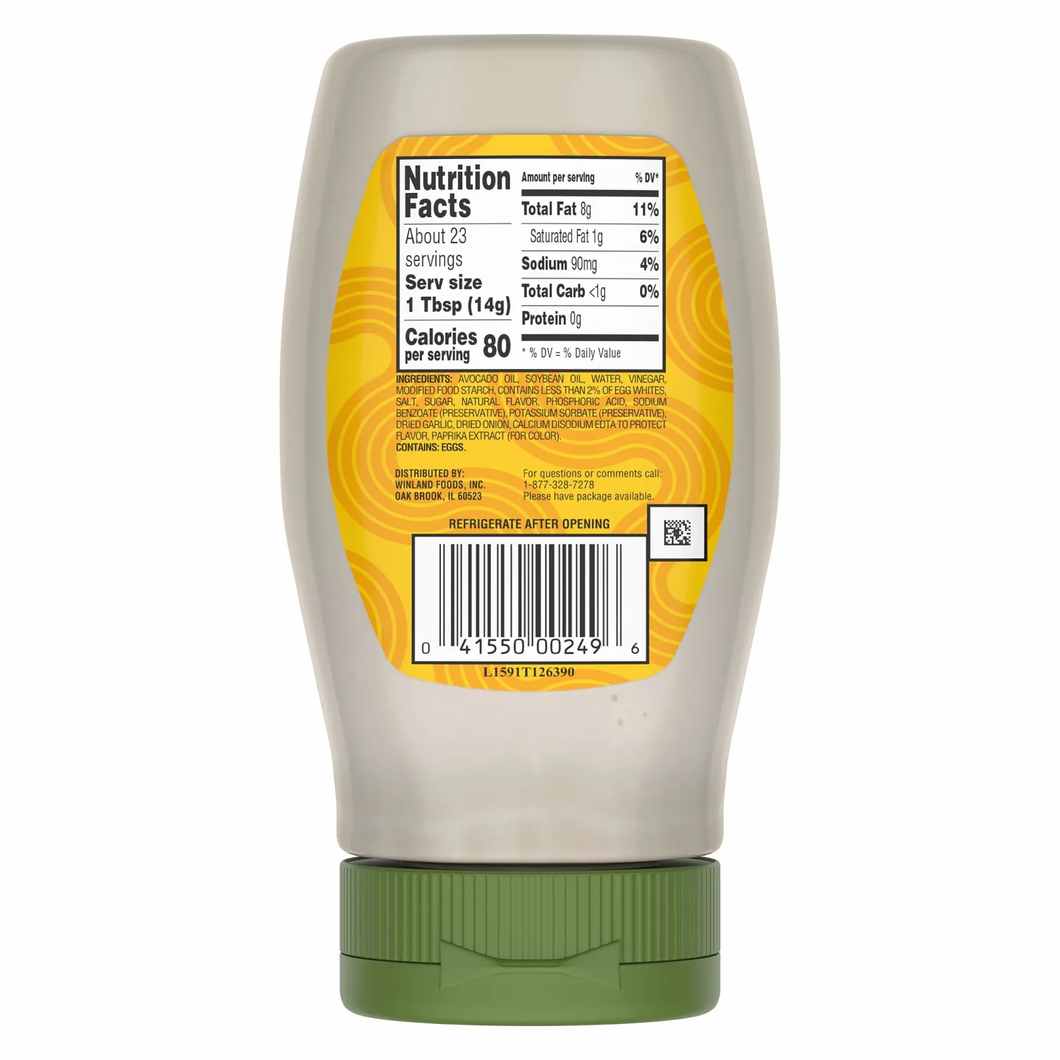 No Yolks Mayo with Avocado & Soybean Oil Blend, Flavor-Enhancing Spread, 11 OZ, Natural Ingredients