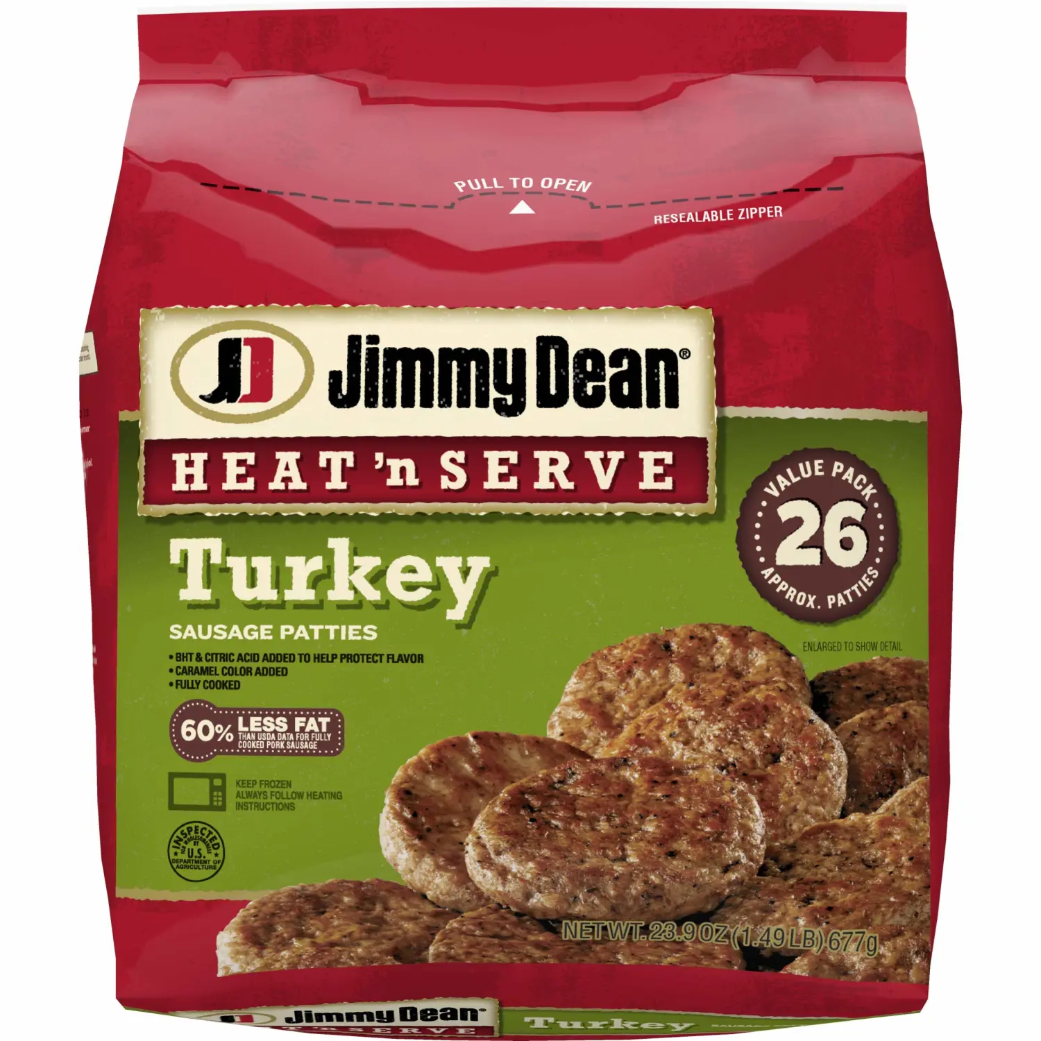 Jimmy Dean, Heat 'N Serve Turkey Sausage Patties, 26 count