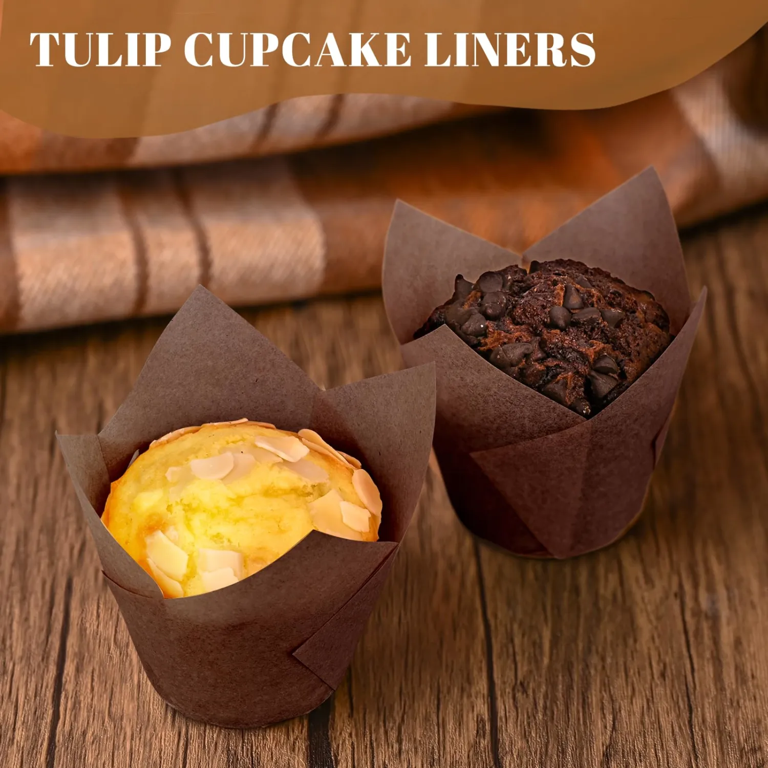 120pcs Tulip Cupcake Liners for Baking Cups, Premium Muffin Liners Holders | Food Graded Parchment Paper Muffin Liners Holders, Standard Greaseproof Cupcake Wrappers for Party, Christmas