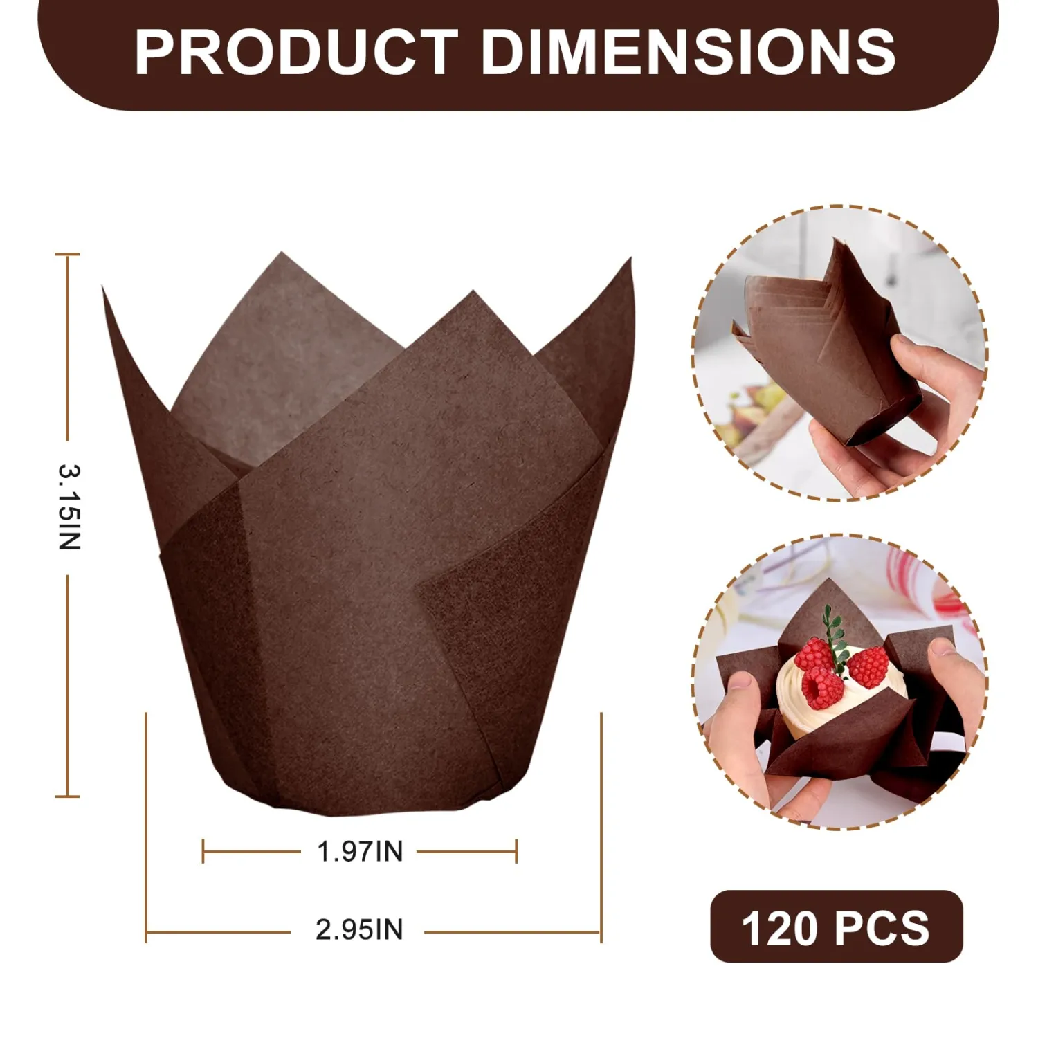 120pcs Tulip Cupcake Liners for Baking Cups, Premium Muffin Liners Holders | Food Graded Parchment Paper Muffin Liners Holders, Standard Greaseproof Cupcake Wrappers for Party, Christmas