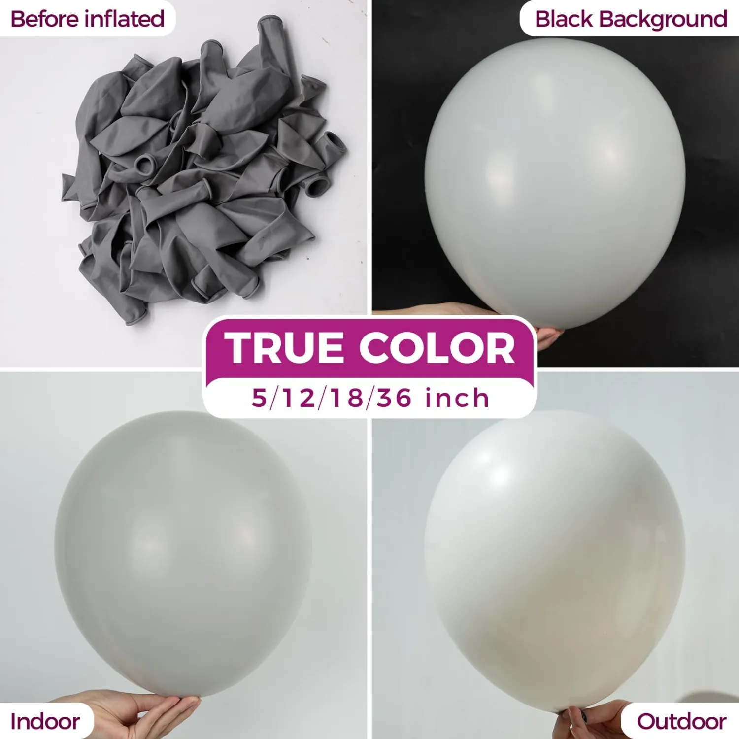 Gray Latex Matte Party Balloons 150 Pack 5 inch Small | Pastel Grey Helium Balloons for Birthday Bridal Shower Wedding Anniversary Party Decorations