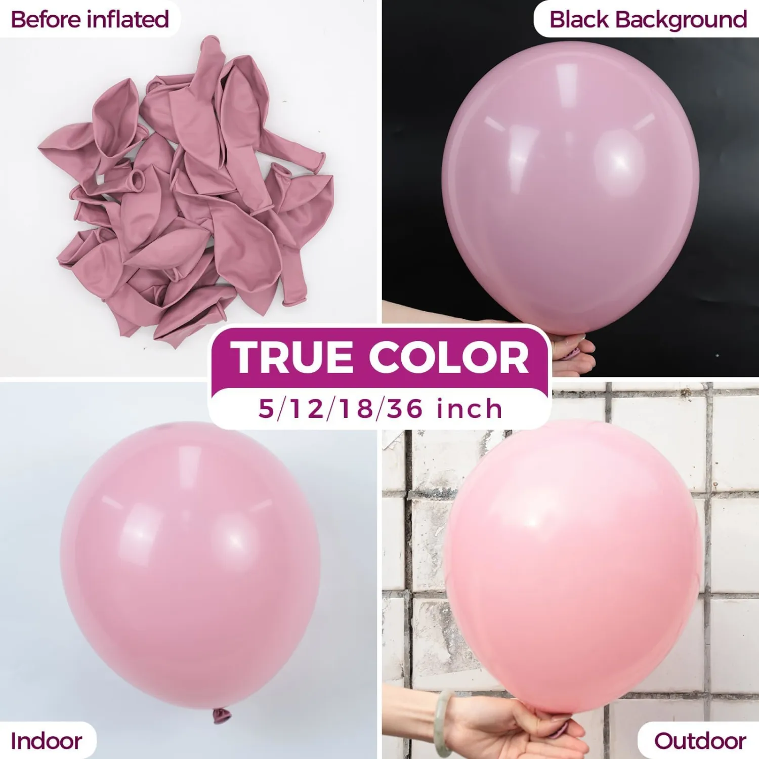 Mauve Balloons Latex Boho Netural Party Balloons 100 Pack 12 inch | Dusty Pink Dark Rose Blush Balloons for Wedding Birthday Anniversary Graduation Party Decorations