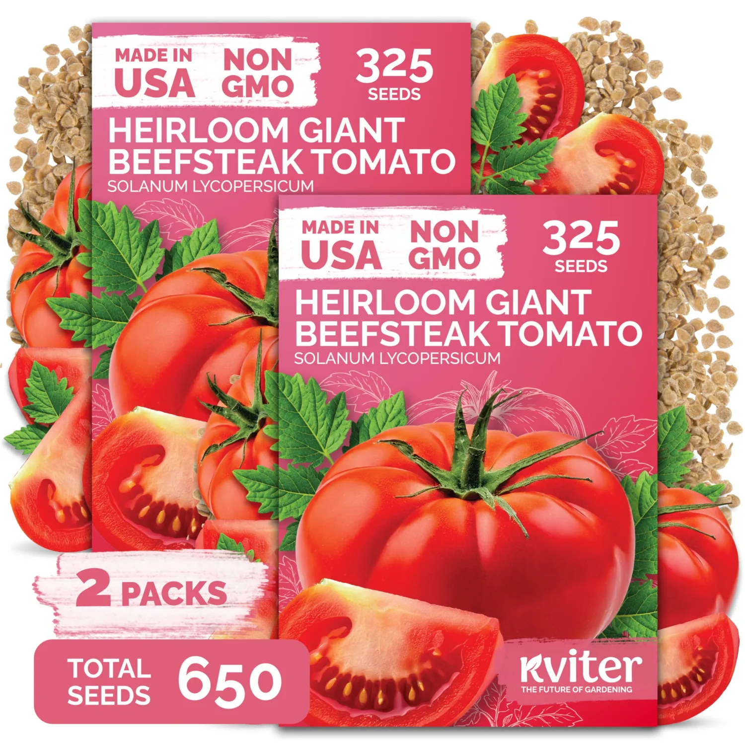 650 Giant Beefsteak Tomatoes Heirloom Vegetable Seeds, Solanum Lycopersicum | Beefsteak Tomato Seeds, Slicing Tomato Seeds for Planting in Indoor and Outdoor Garden, Heirloom Seed Packets