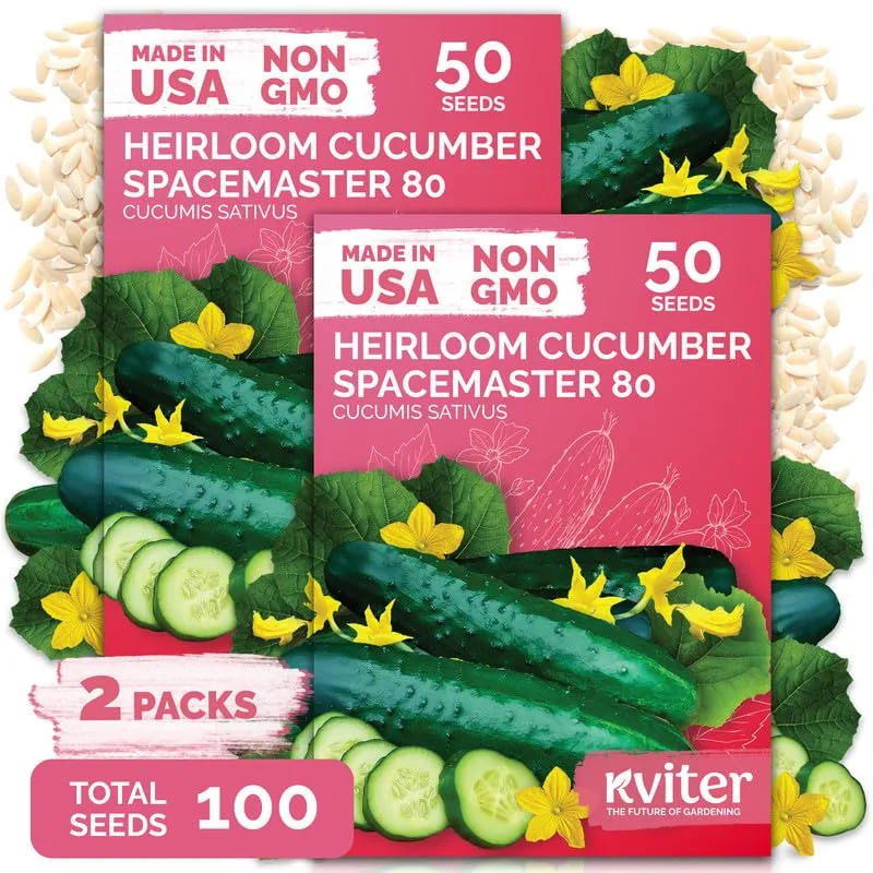 100 Spacemaster 80 Cucumber Heirloom Vegetable Seeds, Cucumis Sativus | Spacemaster Cucumber Seed Packets, Vegetable Heirloom Seeds for Planting in Outdoor Garden, for Pickling and Slicing
