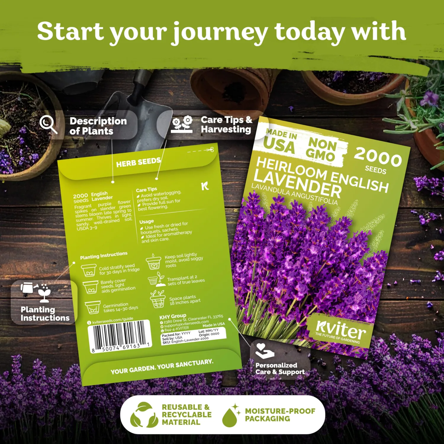 4,000 English Lavender Heirloom Herb Seeds, Lavandula Angustifolia | True Lavender Flowers, Heirloom Seeds for Planting Outdoors, Perennial Herb Seeds for Outdoor Garden, Flower Beds
