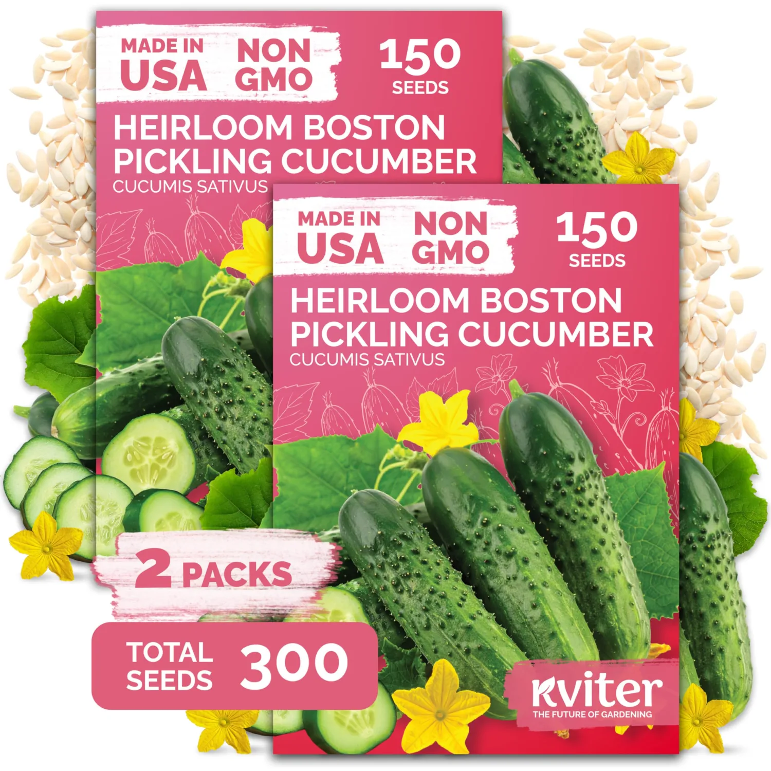 300 Boston Pickling Cucumber Heirloom Vegetable Seeds, Cucumis Sativus | Boston Pickler Cucumber Seed Packets, Perfect Cucumbers for Pickling, Slicing, Vegetable Heirloom Seeds for Planting Outdoors
