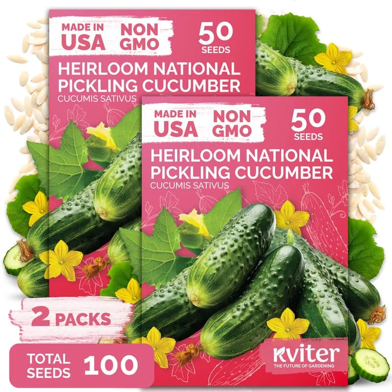100 National Pickling Cucumber Heirloom Vegetable Seeds, Cucumis Sativus | Pickling Cucumbers Seed Packets, Cucumber Heirloom Seeds, Vegetable Seeds for Home Garden and Containers