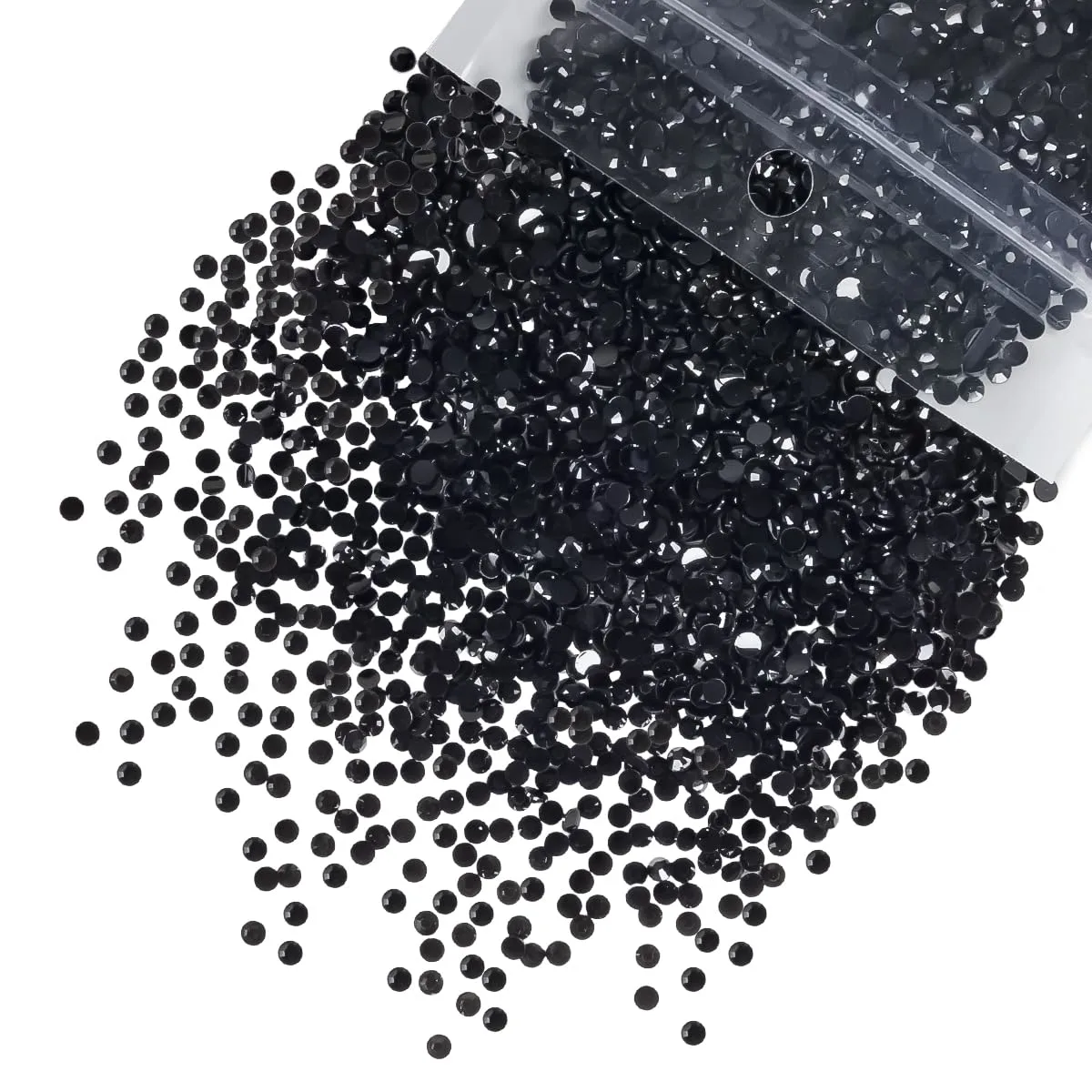 qiipii 5300PCS 3mm Small Solid Black Resin Rhinestones Bulk for Bedazzling Crafting SS10 Pure Black Flat Back Jelly Stones Non-Hotfix Diamonds Gems Charms for Nails Face Eyes Makeup DIY Beauty Crafts