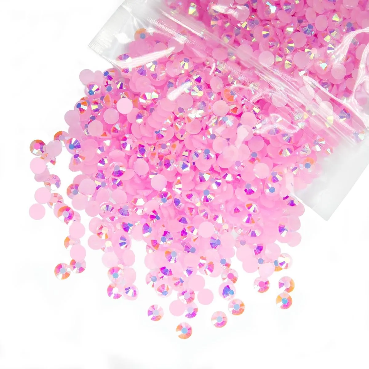 qiipii 3000PCS 4mm Light Pink AB Resin Rhinestones Pink AB Flatback Jelly Stones Bulk SS16 Non-Hotfix Diamonds Gems Charm Supplies for Nails Face Eye Makeup Body Tumblers DIY Crafts Decor Clothes
