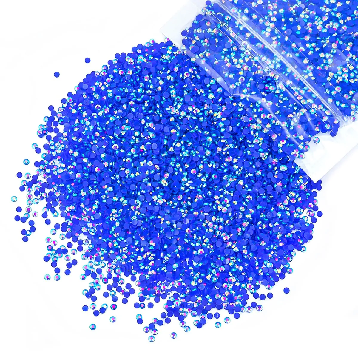 qiipii 5300PCS 3mm Royal Blue AB Resin Rhinestones Bulk Dark Blue Flatback Jelly Resin Stones Pack SS10 Non-Hotfix Diamonds Gems Charms for Nails Face Eyes Makeup Mugs Tumblers DIY Crafts Decor Shoes