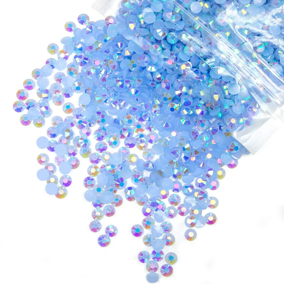 qiipii 3000PCS 4mm Light Blue AB Resin Rhinestones Baby Blue Flatback Jelly Stones Bulk SS16 Non-Hotfix Diamonds Gems Charm Supplies for Nails Face Eye Makeup Body Tumblers Bottles DIY Crafts Shoes
