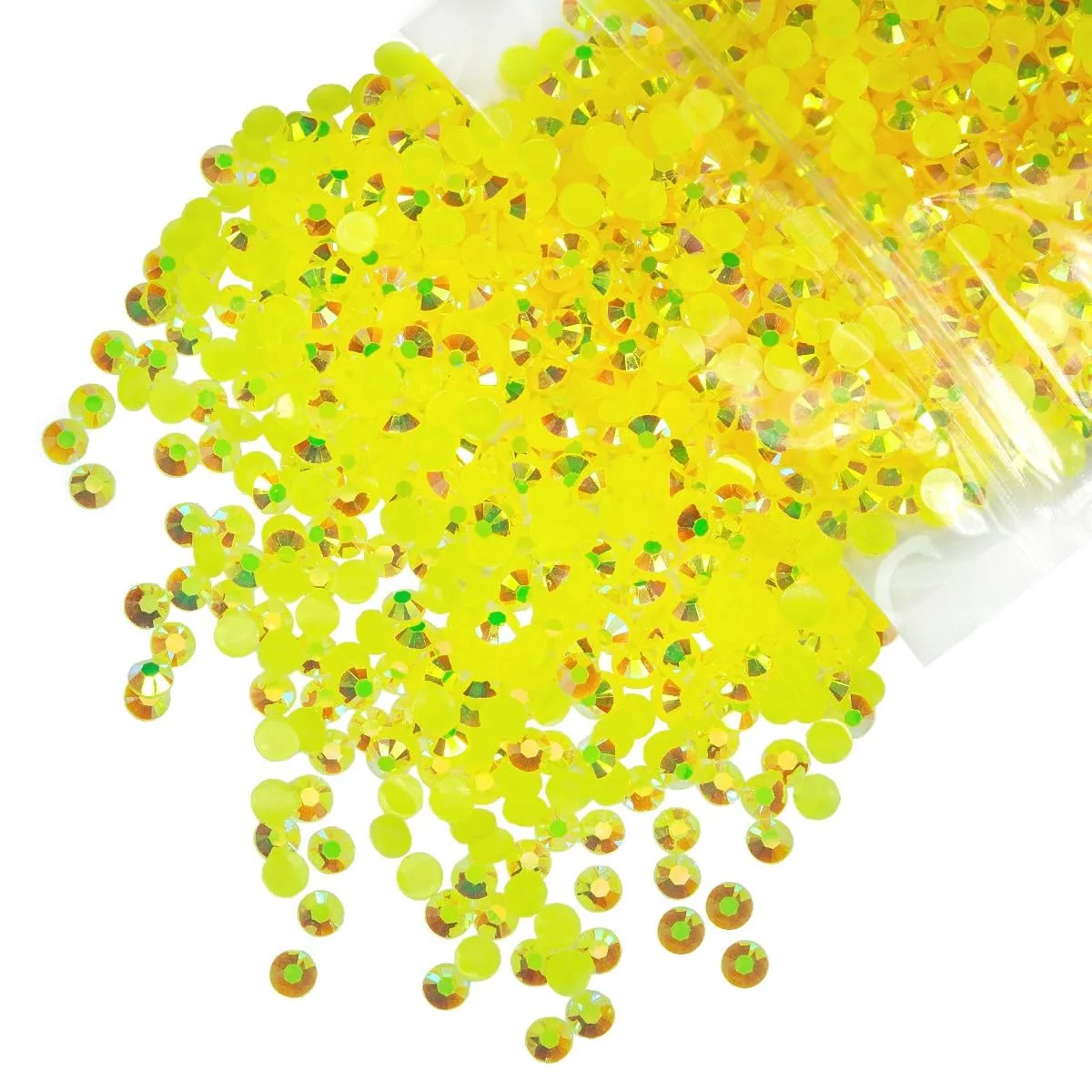 qiipii 1550PCS 5mm Lemon Yellow AB Resin Rhinestones Citrine AB Flatback Jelly Resin Stones Bulk SS20 Non-Hotfix Diamonds Gems for Nails Face Eyes Makeup Body Tumblers Bottles DIY Crafts Shoes Clothes