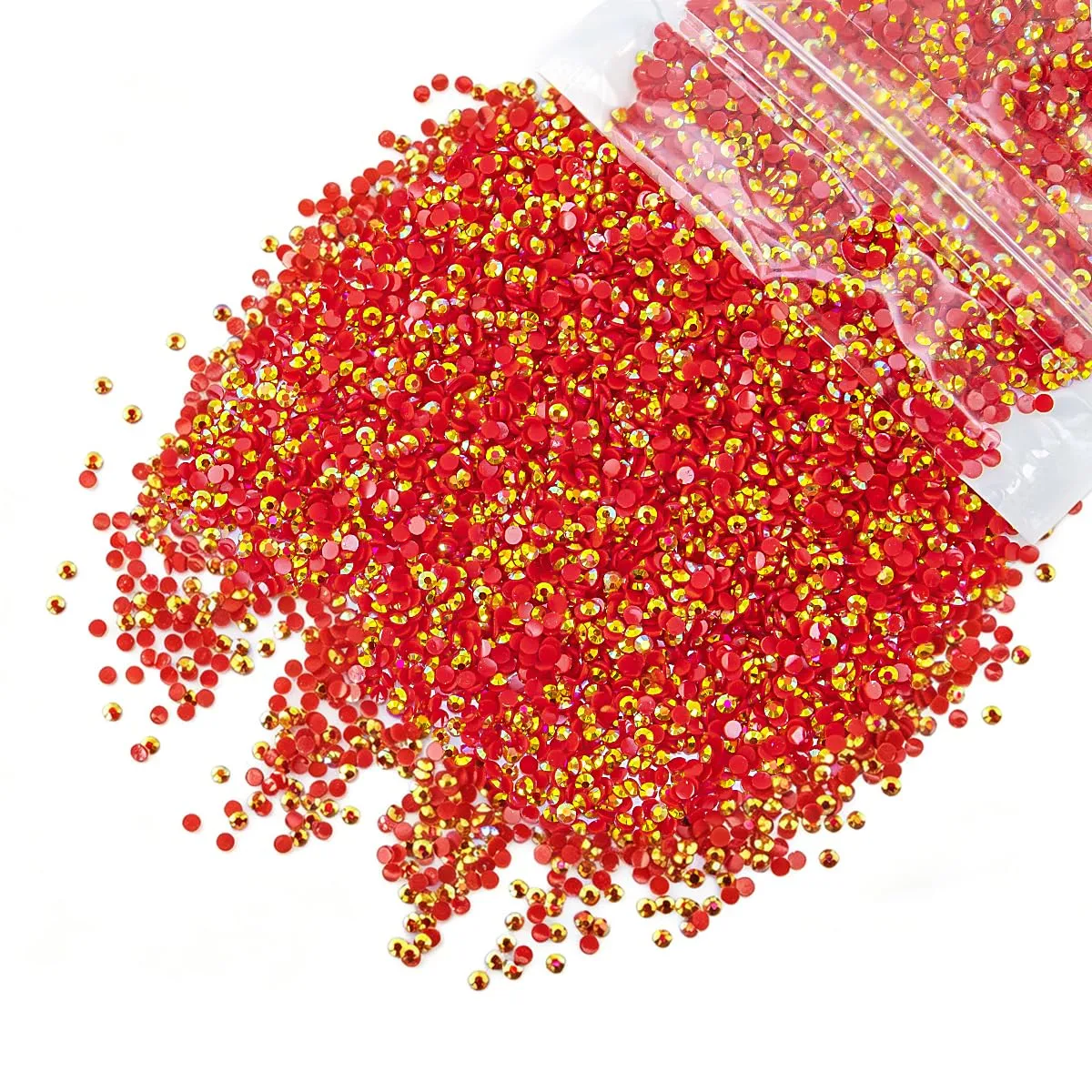 qiipii 5300PCS 3mm Red AB Resin Rhinestones Bulk Dark Red AB Flatback Jelly Resin Stones Pack SS10 Non-Hotfix Diamonds Crystals Gems Charms for Nails Face Eyes Makeup Mugs Tumblers DIY Crafts Shoes