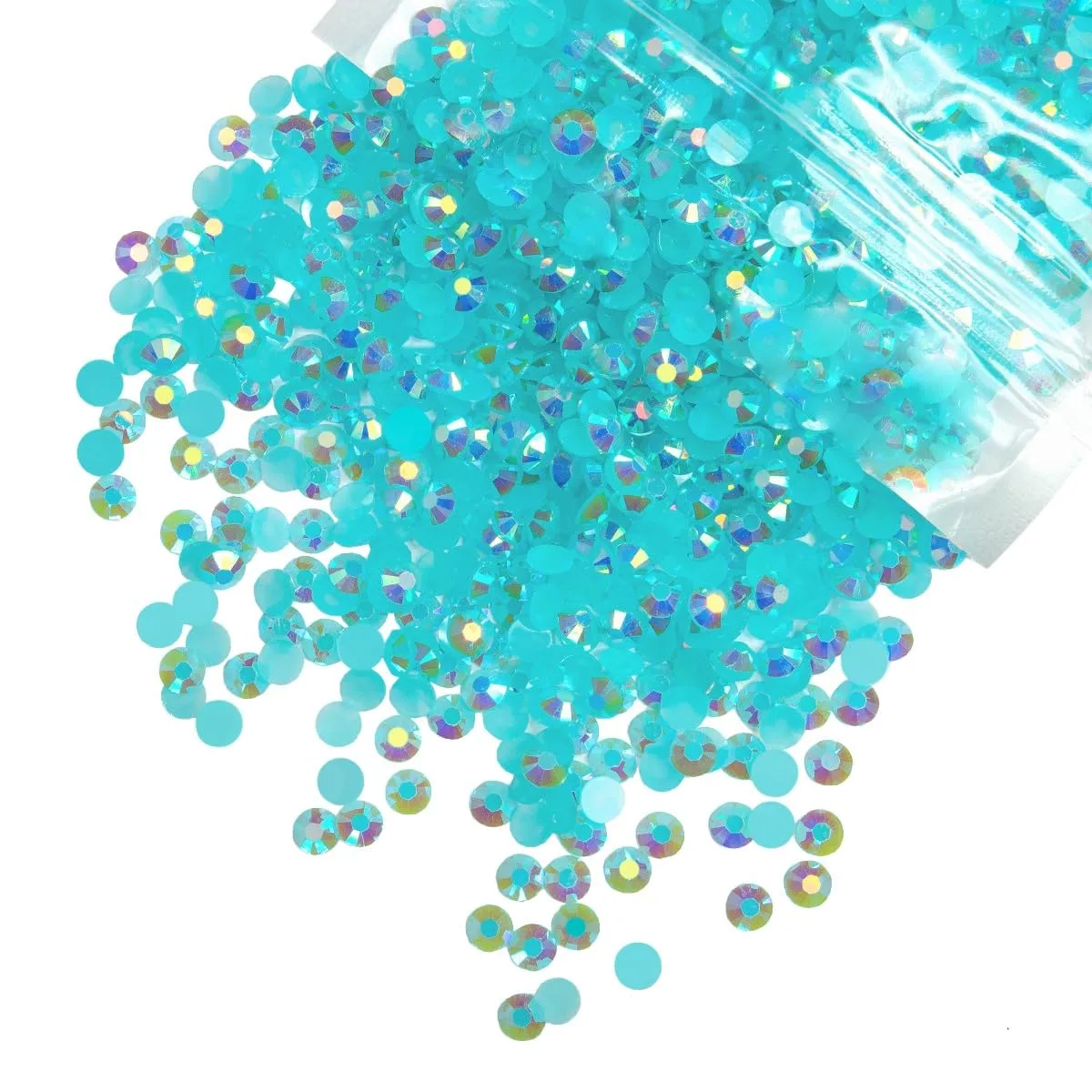 qiipii 3000PCS 4mm Aquamarine AB Resin Rhinestones Lake Blue Flatback Jelly Stones Bulk SS16 Water Blue Diamonds Gems Charms Supplies for Nails Face Eyes Makeup Body Tumblers DIY Crafts Clothes Shoes