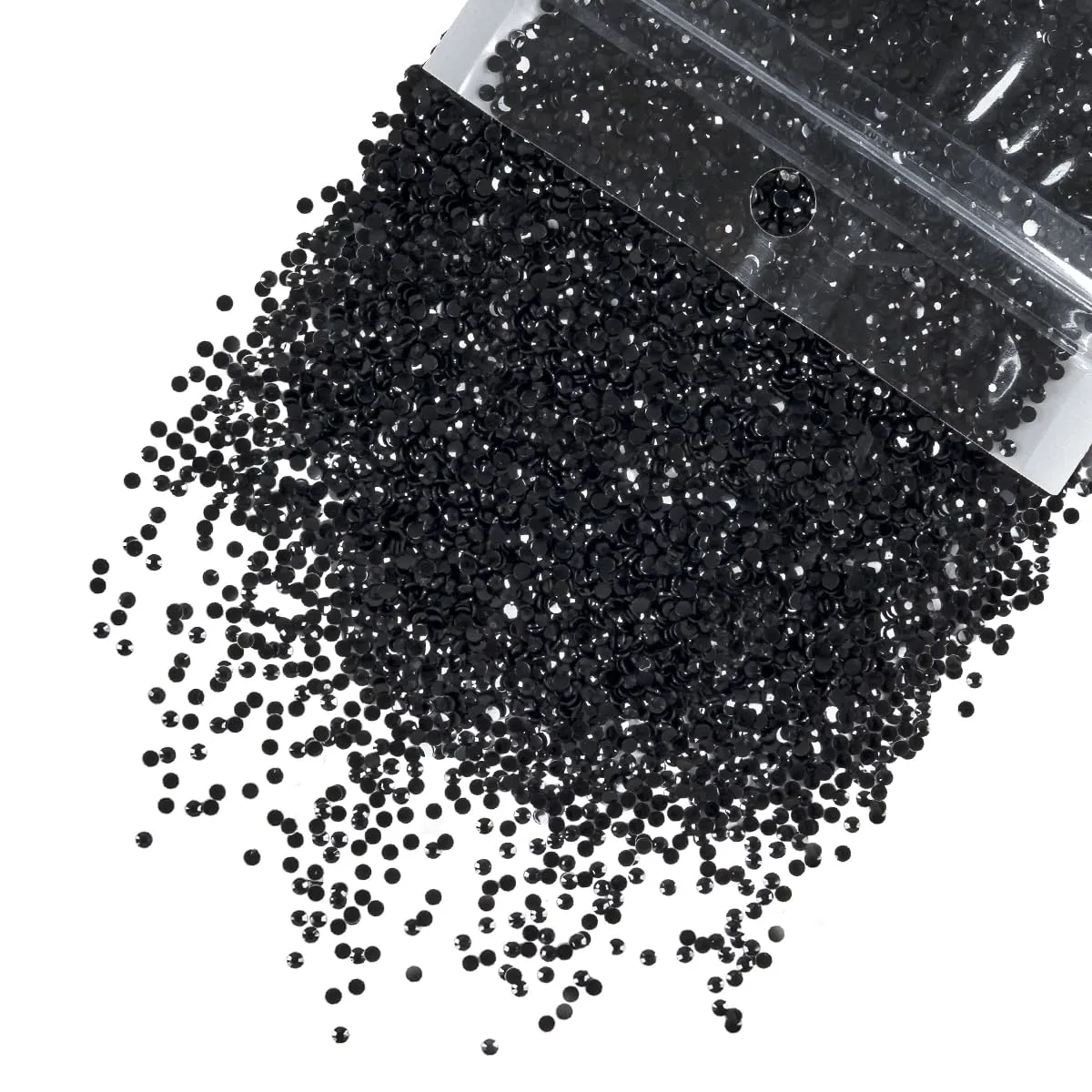 qiipii 10000PCS 2mm Black Resin Rhinestones for Crafting Pure Black Flat Back Jelly Stones Bulk SS6 Non-Hotfix Dark Black Diamonds Gems Charms for Nails Face Eyes Makeup Tumblers Bottles DIY Crafts