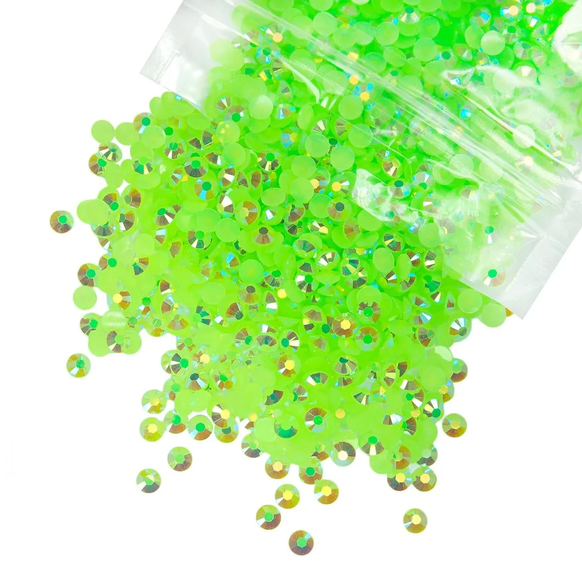 qiipii 3000PCS 4mm Fresh Green AB Resin Rhinestones for Crafting Peridot Green Flatback Jelly Stones Bulk SS16 Diamonds Gems Charms for Nails Face Eyes Makeup Tumblers DIY Crafts Decor Clothes Shoes