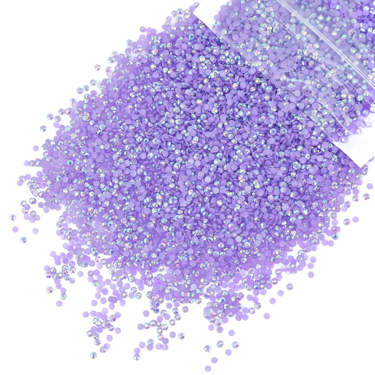 qiipii 10000PCS 2mm Light Purple AB Resin Rhinestones Bulk SS6 Flatback Jelly Stones Pack Diamonds Crystals Gems Charms for Nails Face Eyes Makeup Body Tumblers Bottles DIY Crafts Decor Shoes Clothes
