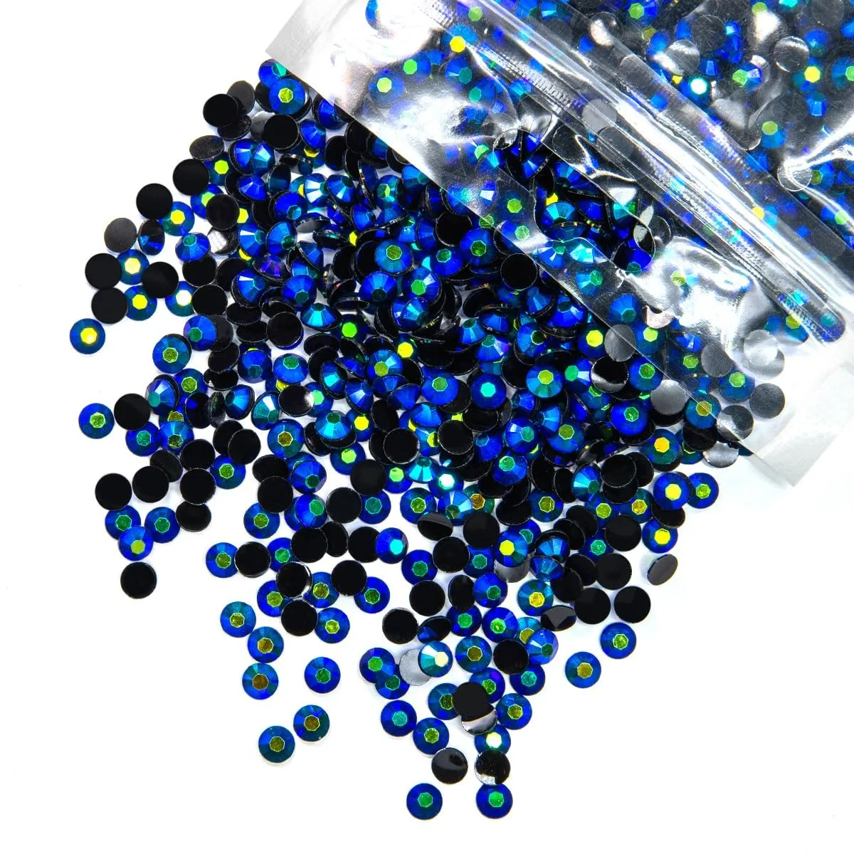 qiipii 3000PCS 4mm Sapphire Blue AB Resin Rhinestones for Crafting Dark Blue Flatback Jelly Resin Stones Bulk SS16 Non-Hotfix Black Blue Diamonds Gems for Nails Face Makeup Tumblers DIY Crafts Shoes