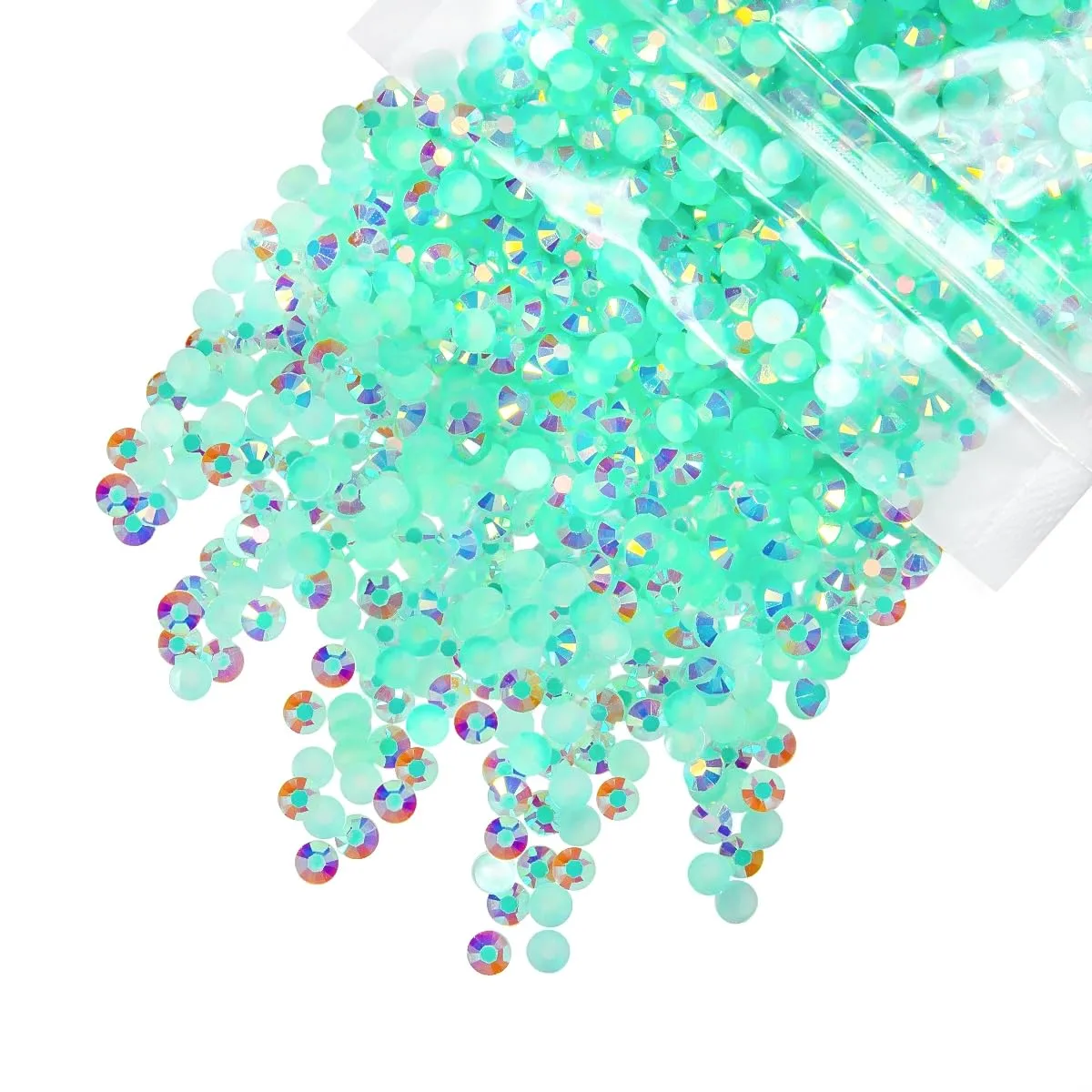 qiipii 3000PCS 4mm Aquamarine Green AB Resin Rhinestones Lake Green Flatback Jelly Stones Bulk SS16 Diamonds Gems Charms Supplies for Nails Face Eyes Makeup Body Tumblers Bottles Crafts Clothes Shoes