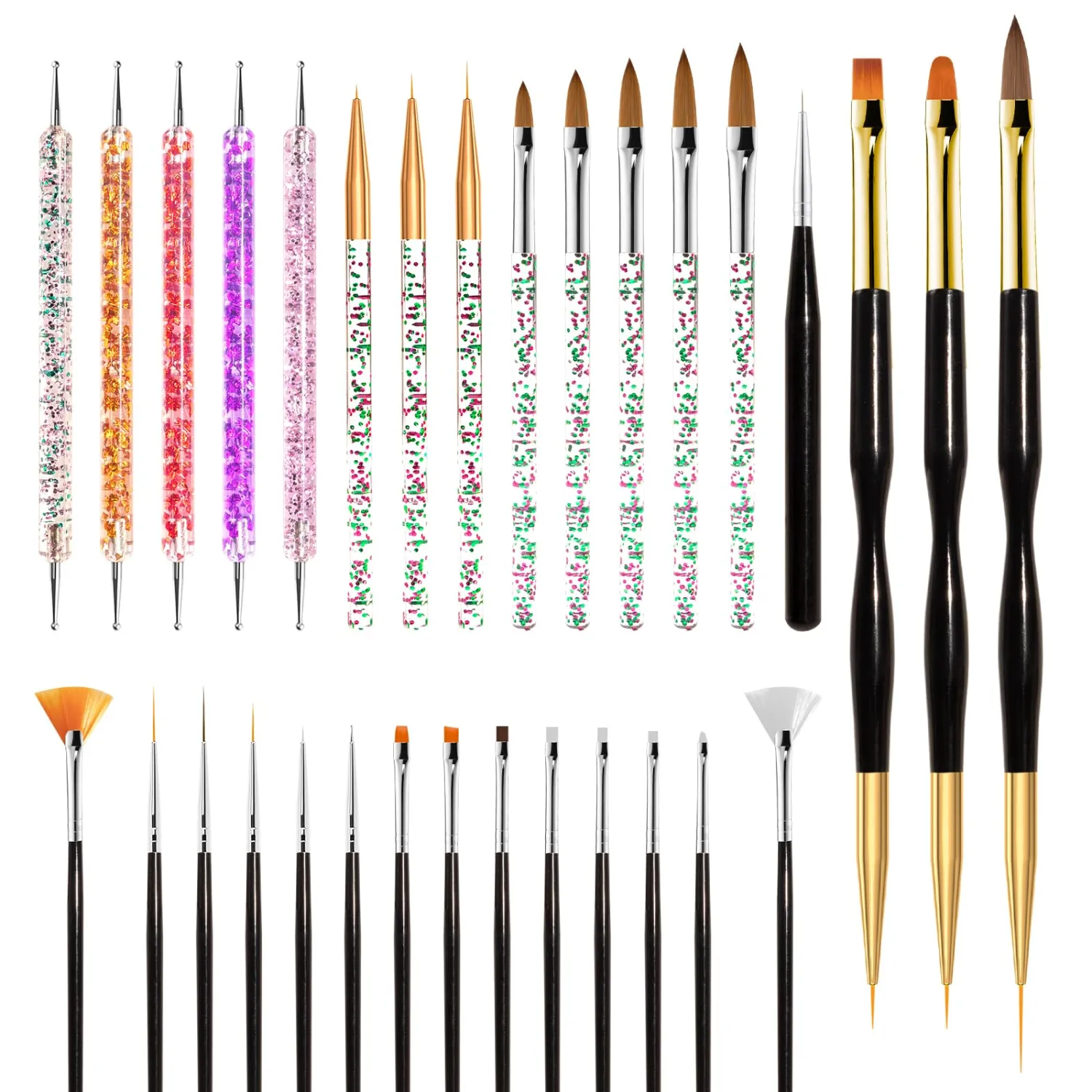 MelodySusie 31Pcs Nail Art Brushes Nail Art Tool Set | Nail Dotting Tools Striping Nail Art Brushes for Liner Brushes Nail Drawing Pen For Nail Design for Home and Salon Use