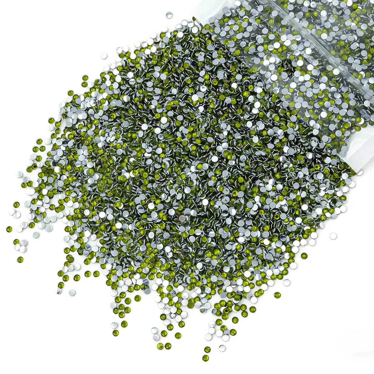 qiipii 10000PCS 2mm Crystal Olive Green Resin Rhinestones for Crafting SS6 Flatback Stones Bulk Non-Hotfix Diamonds Crystals Gems for Nails Face Eyes Makeup Tumblers Bottles DIY Crafts Clothes Shoes