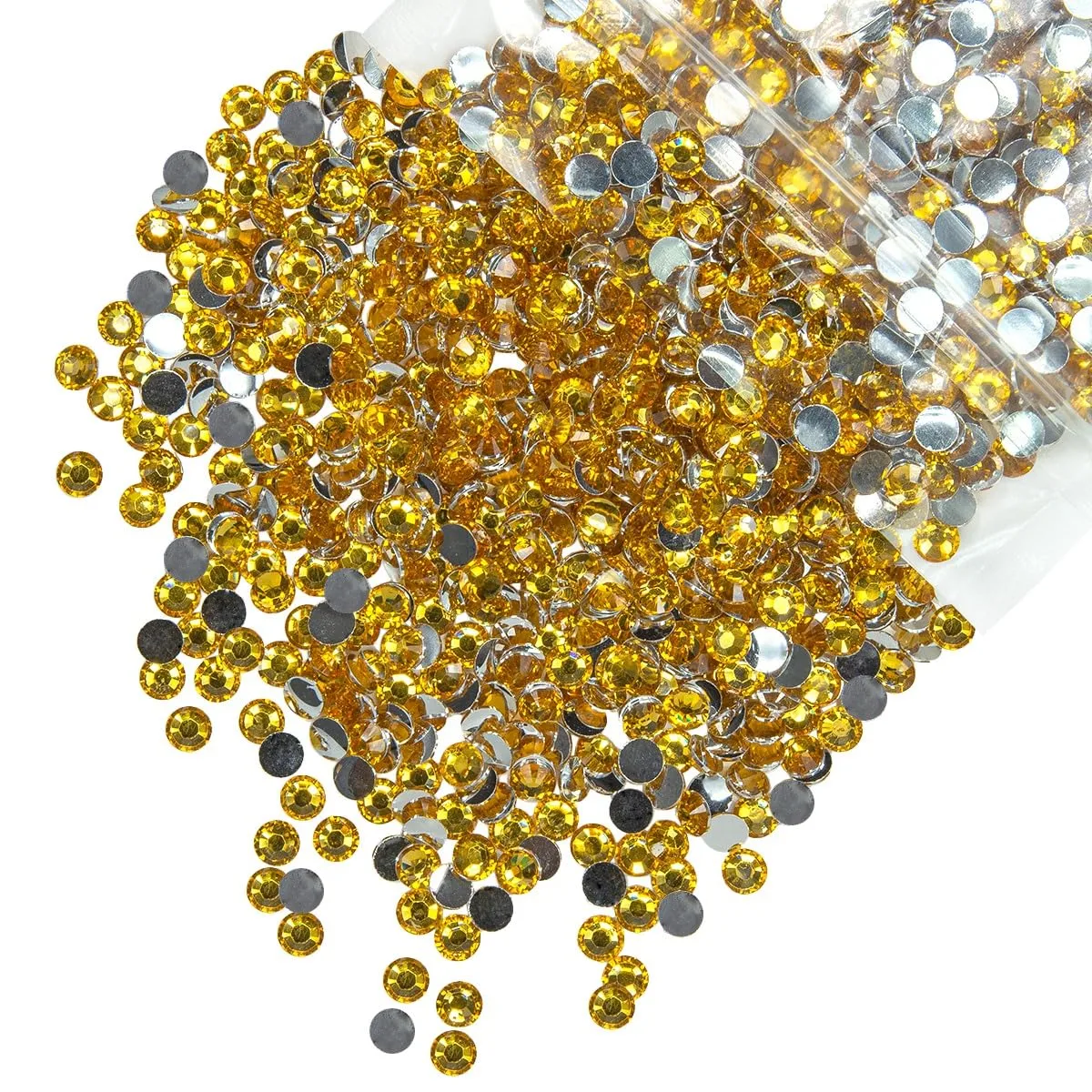 qiipii 1550PCS 5mm Golden Yellow Crystal Resin Rhinestones for Crafting Bright Gold Flatback Stones Bulk SS20 Yellow Diamonds Crystals Gems Charms for Nails Face Eyes Makeup Mugs Tumblers DIY Crafts