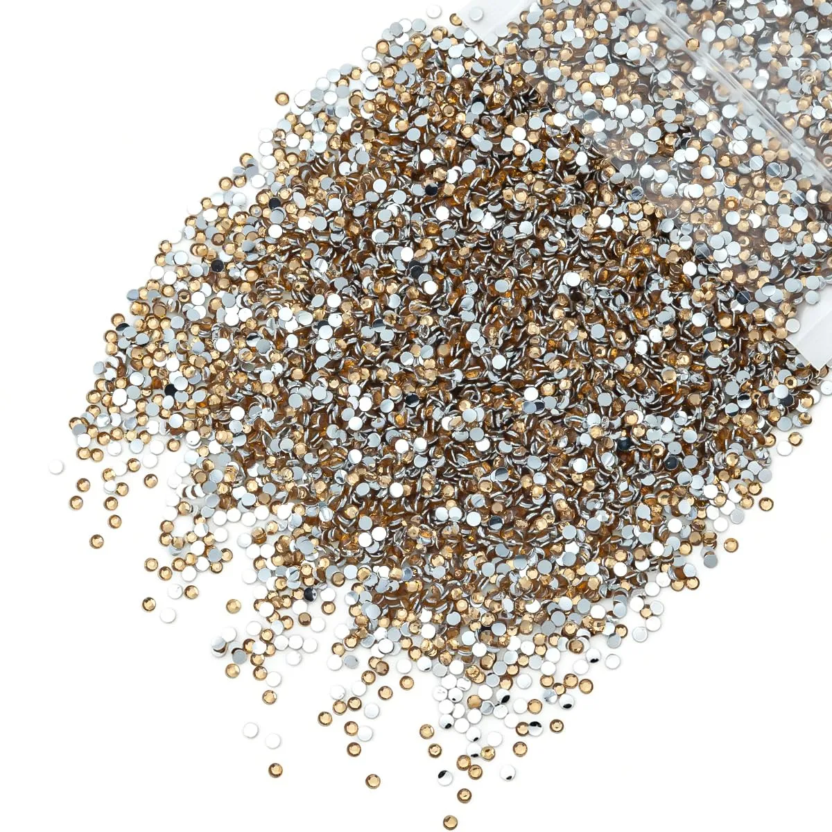qiipii 10000PCS 2mm Champagne Crystal Resin Rhinestones for Crafting Flatback Golden Stones Bulk SS6 Diamonds Crystals Gems Crystals for Nails Face Eyes Makeup Tumblers Bottles Crafts Clothes Shoes