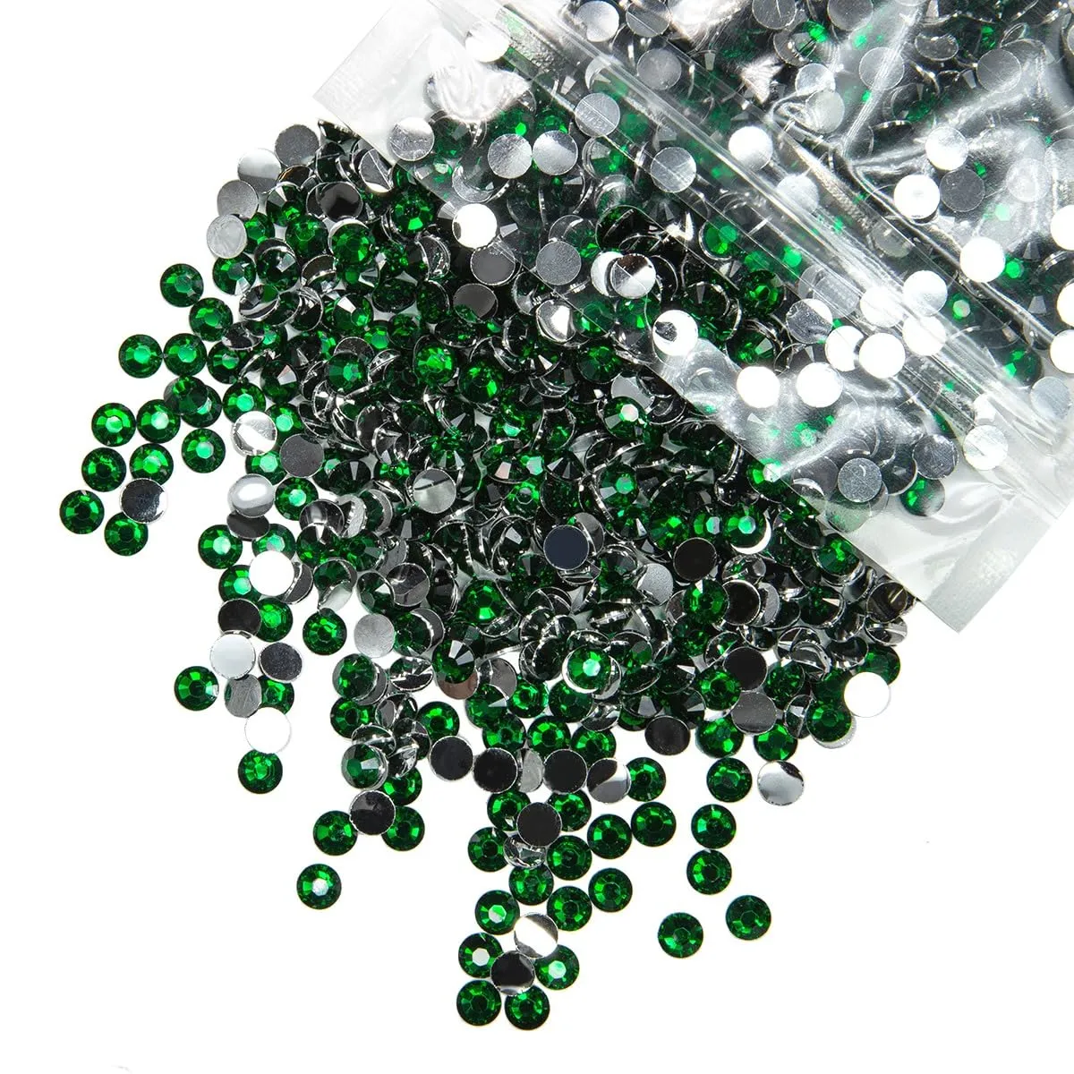 qiipii 3000PCS 4mm Emerald Green Crystal Resin Rhinestones for Bedazzling Crafting Dark Green Flatback Stones Bulk SS16 Diamonds Crystals Gems Charms for Nails Face Eyes Makeup Tumblers Bottles Crafts