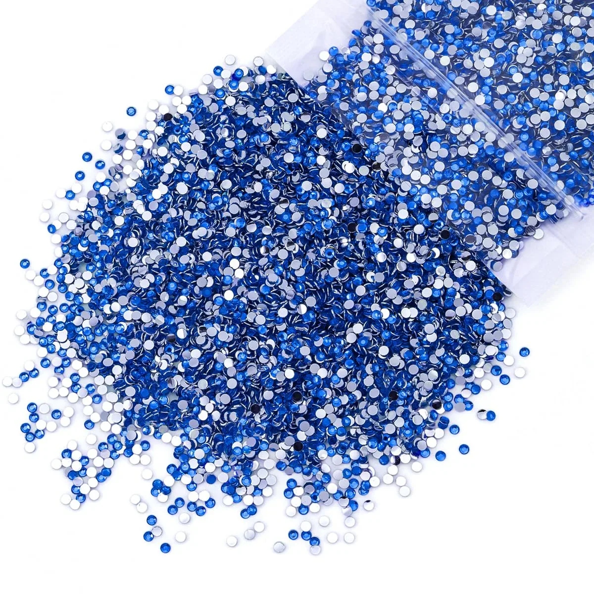 qiipii 5300PCS 3mm Crystal Royal Blue Resin Rhinestones for Bedazzling Crafting Flatback Stones Bulk SS10 Diamonds Crystals Bedazzled Gems Charms for Nails Face Eyes Makeup Tumblers Bottles DIY Crafts