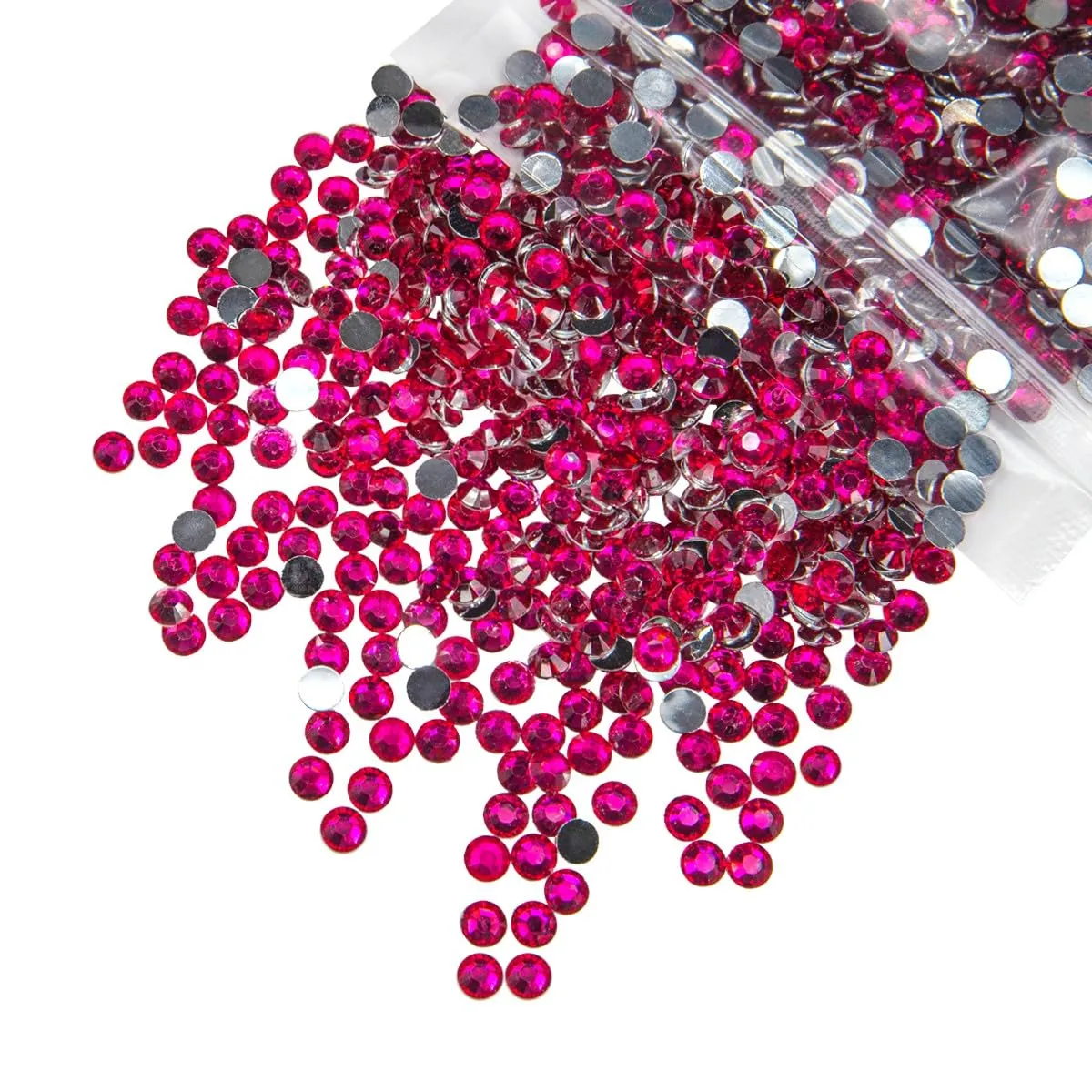 qiipii 3000PCS 4mm Crystal Hot Pink Resin Rhinestones for Crafting Dark Rose Red Flatback Stones Bulk SS16 Non-Hotfix Diamonds Crystals Gems Charms for Nails Face Eyes Makeup Mugs Tumblers DIY Crafts
